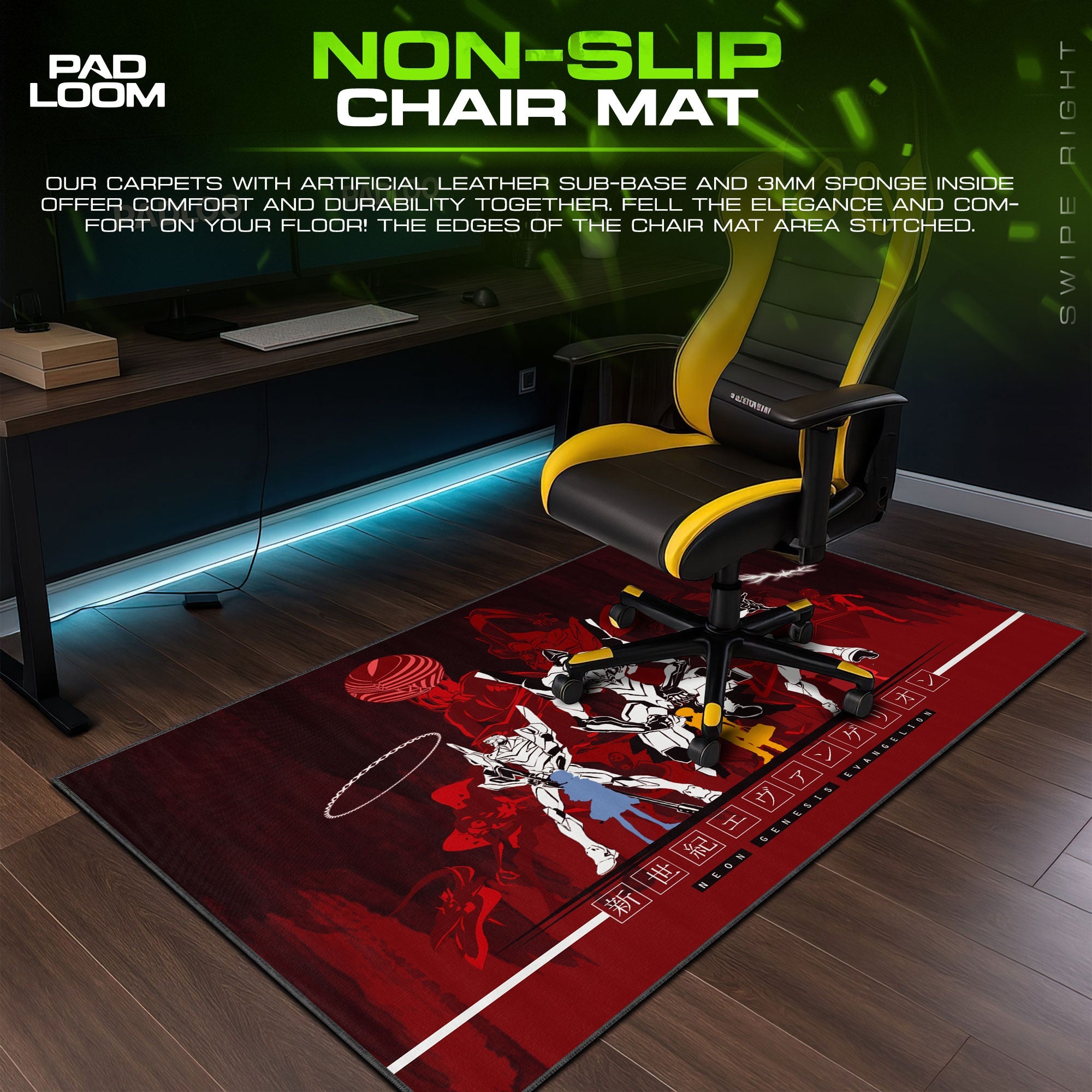 Evangelion Mecha Lineup Mouse Pad, Anime Gaming Desk Mat Padloom