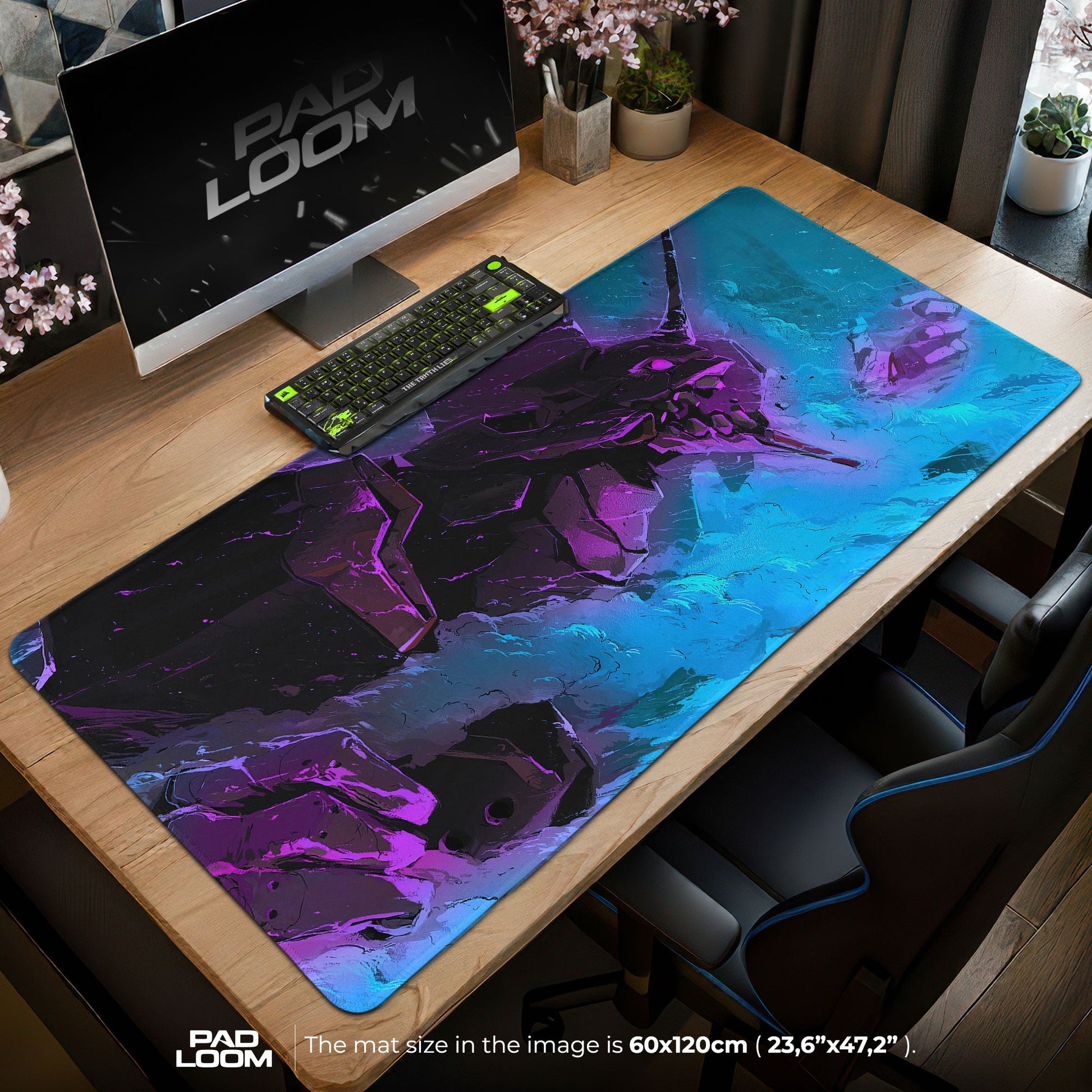Evangelion Mouse Pad - Neon Mecha Awakening Desk Mat Padloom