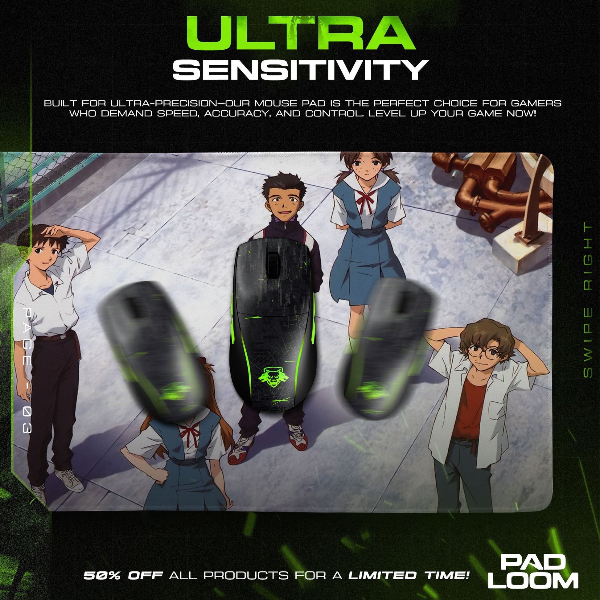 Evangelion School Rooftop Mouse Pad, Anime Gaming Desk Mat Padloom