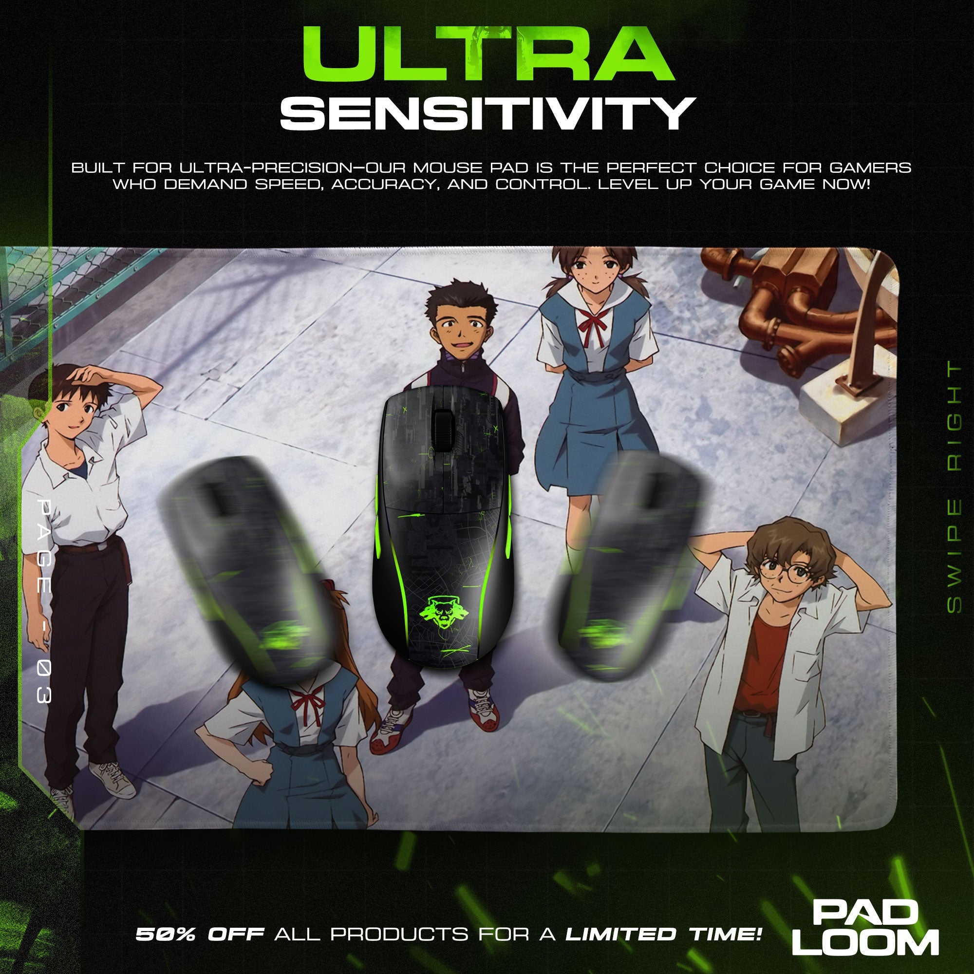 Evangelion School Rooftop Mouse Pad, Anime Gaming Desk Mat Padloom