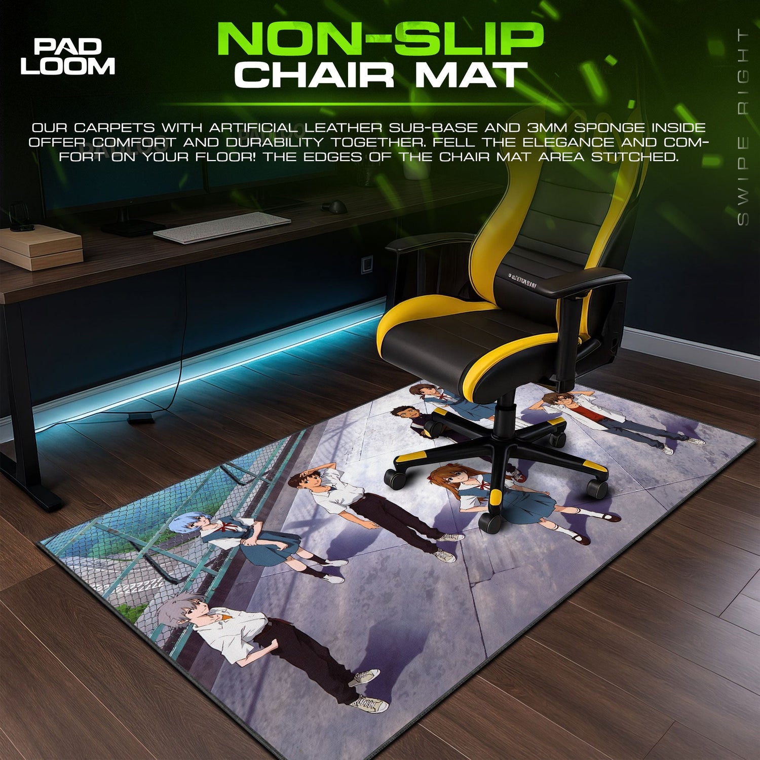 Evangelion School Rooftop Mouse Pad, Anime Gaming Desk Mat Padloom