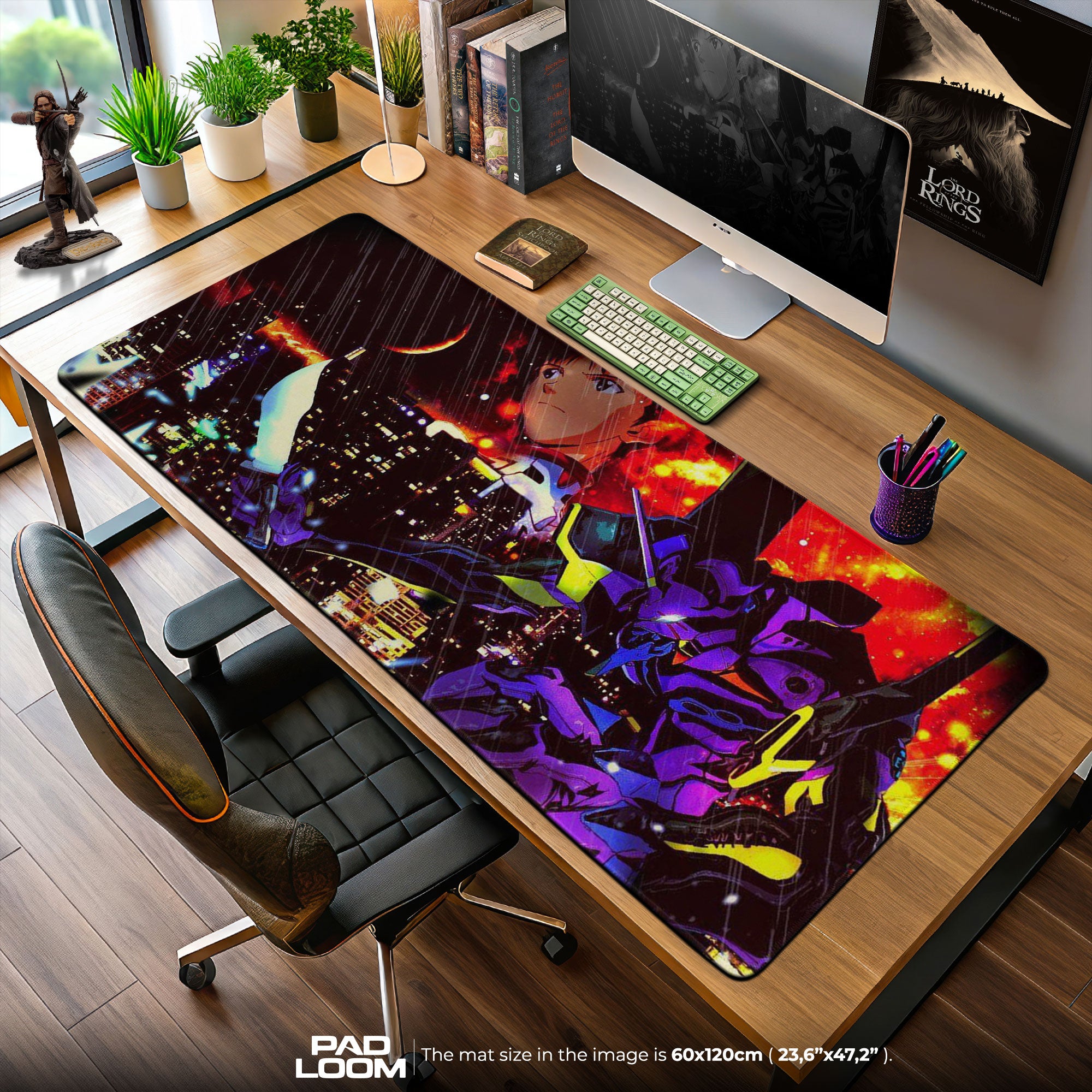 Evangelion Unit-01 City Battle Mouse Pad, Mecha Anime Desk Mat