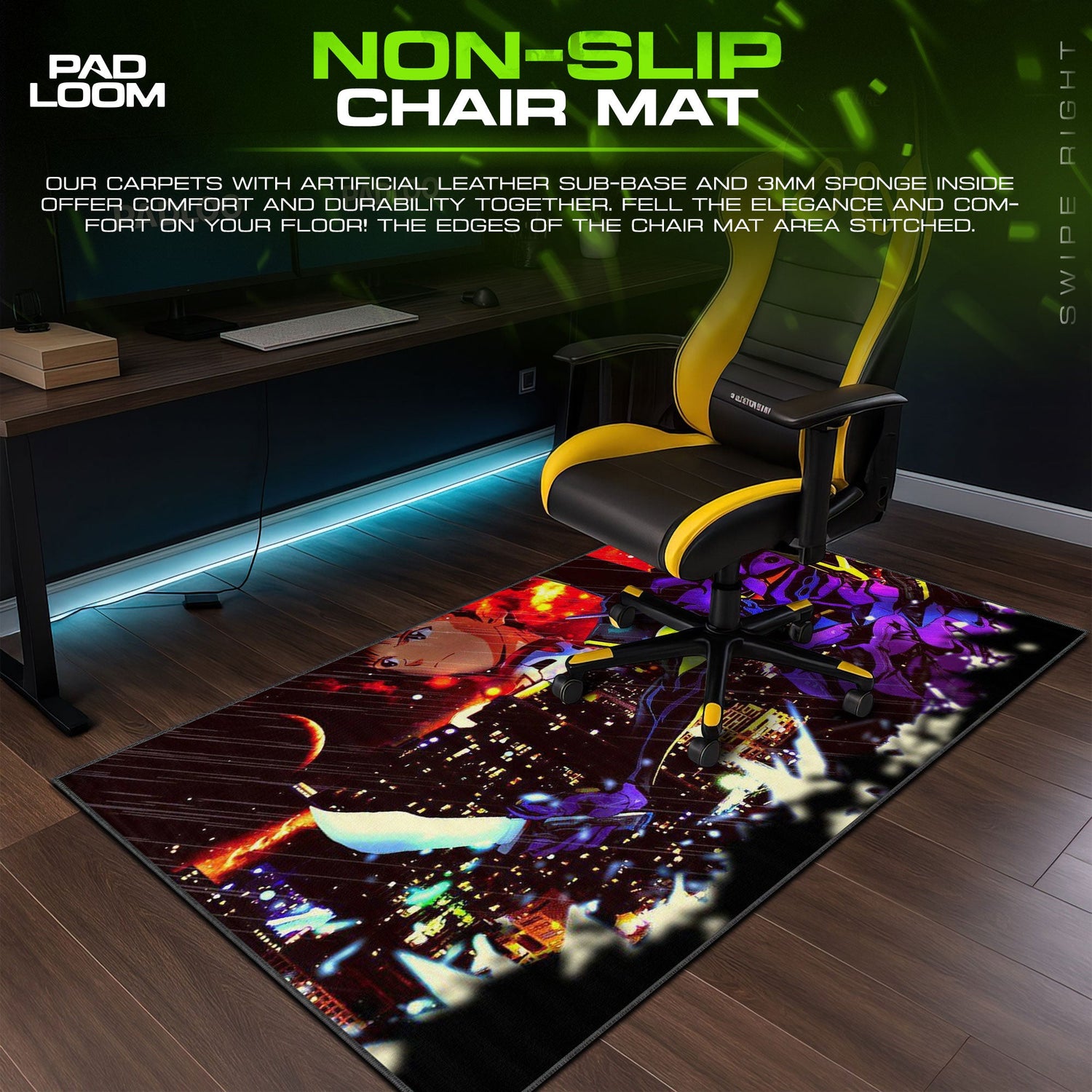 Evangelion Unit-01 City Battle Mouse Pad, Mecha Anime Desk Mat Padloom