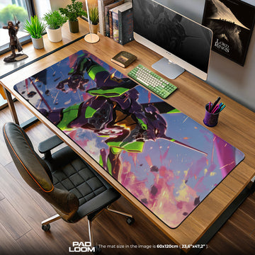 Evangelion Unit-01 Impact Mouse Pad, Mecha Battle Gaming Desk Mat