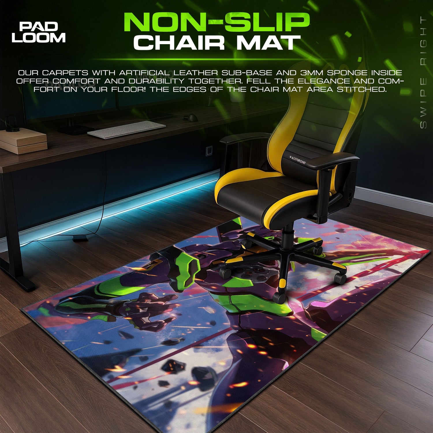 Evangelion Unit-01 Impact Mouse Pad, Mecha Battle Gaming Desk Mat Padloom