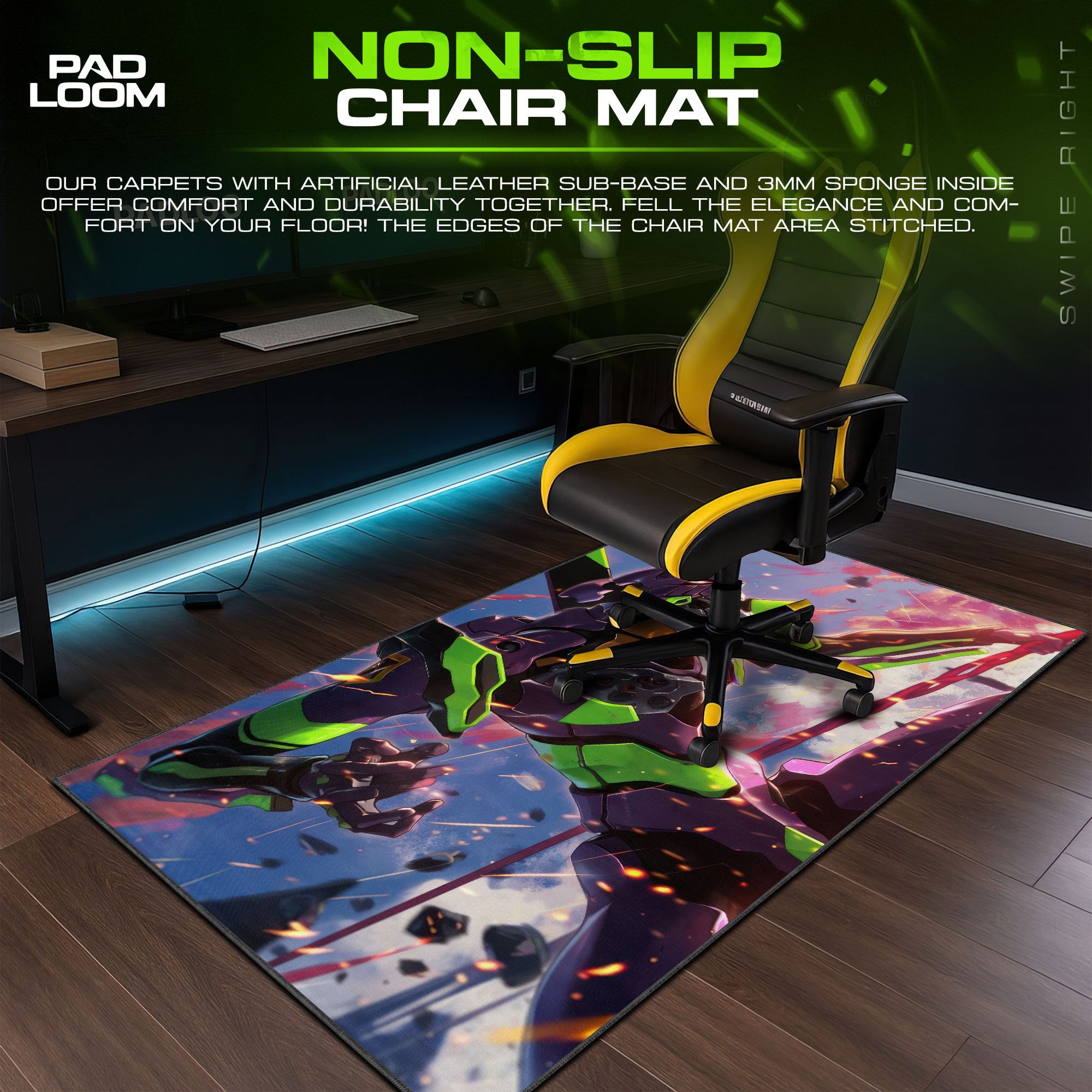 Evangelion Unit-01 Impact Mouse Pad, Mecha Battle Gaming Desk Mat