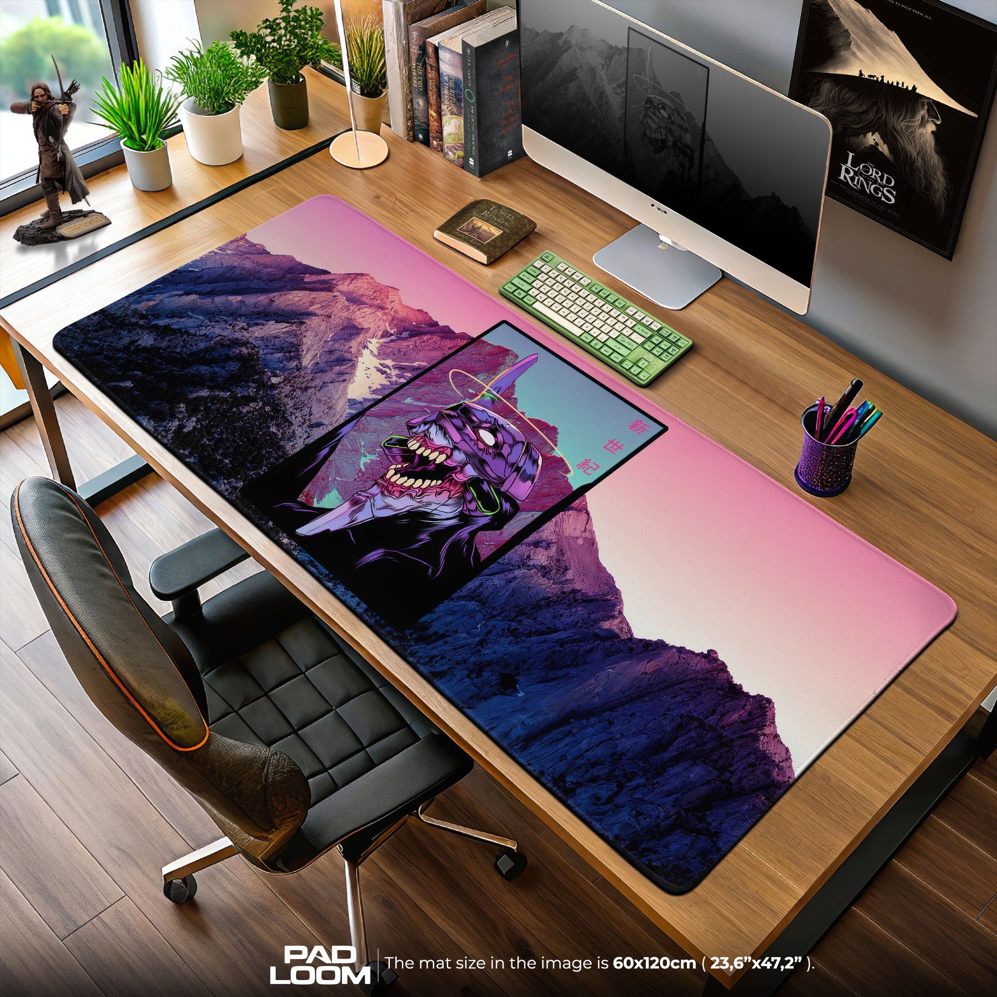 Evangelion Unit-01 Mouse Pad, Neon Mecha Anime Desk Mat