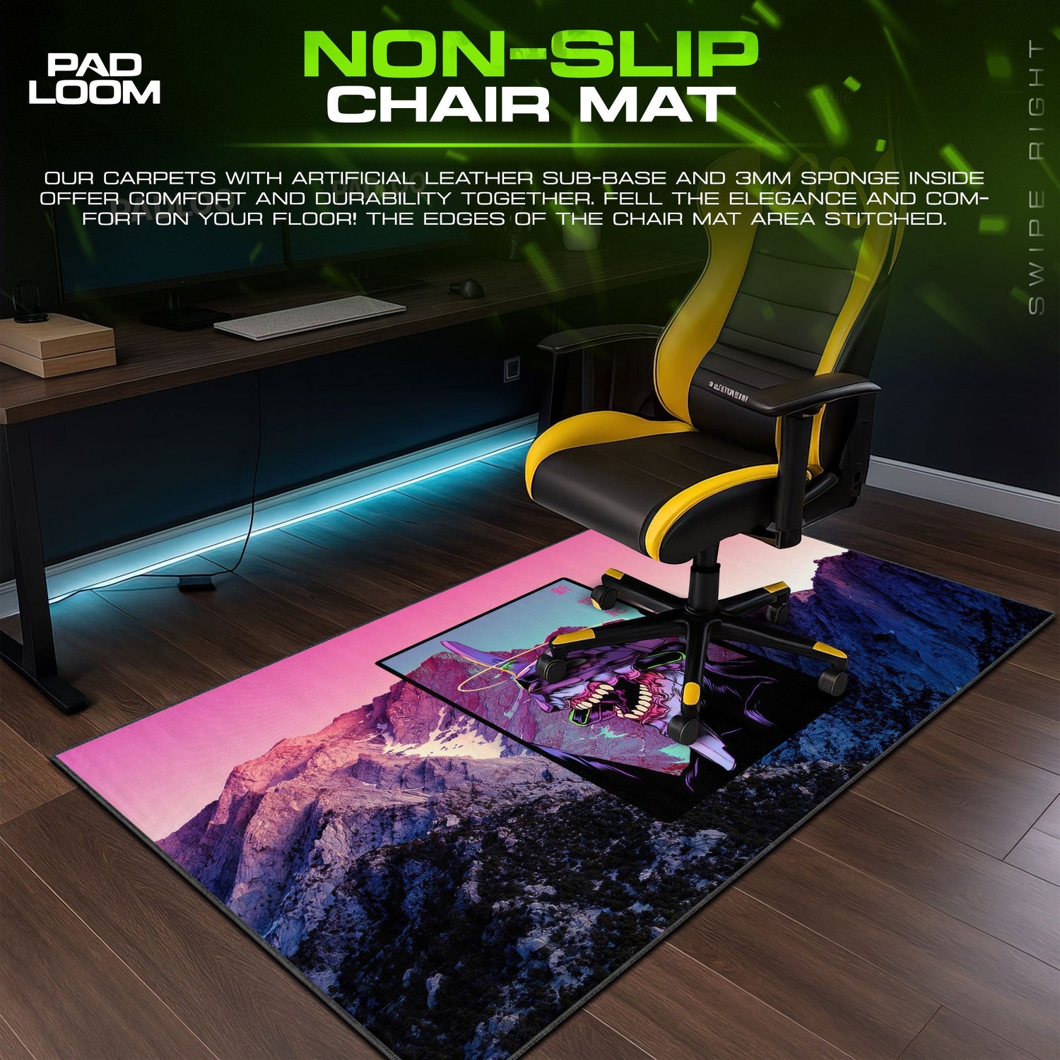 Evangelion Unit-01 Mouse Pad, Neon Mecha Anime Desk Mat Padloom