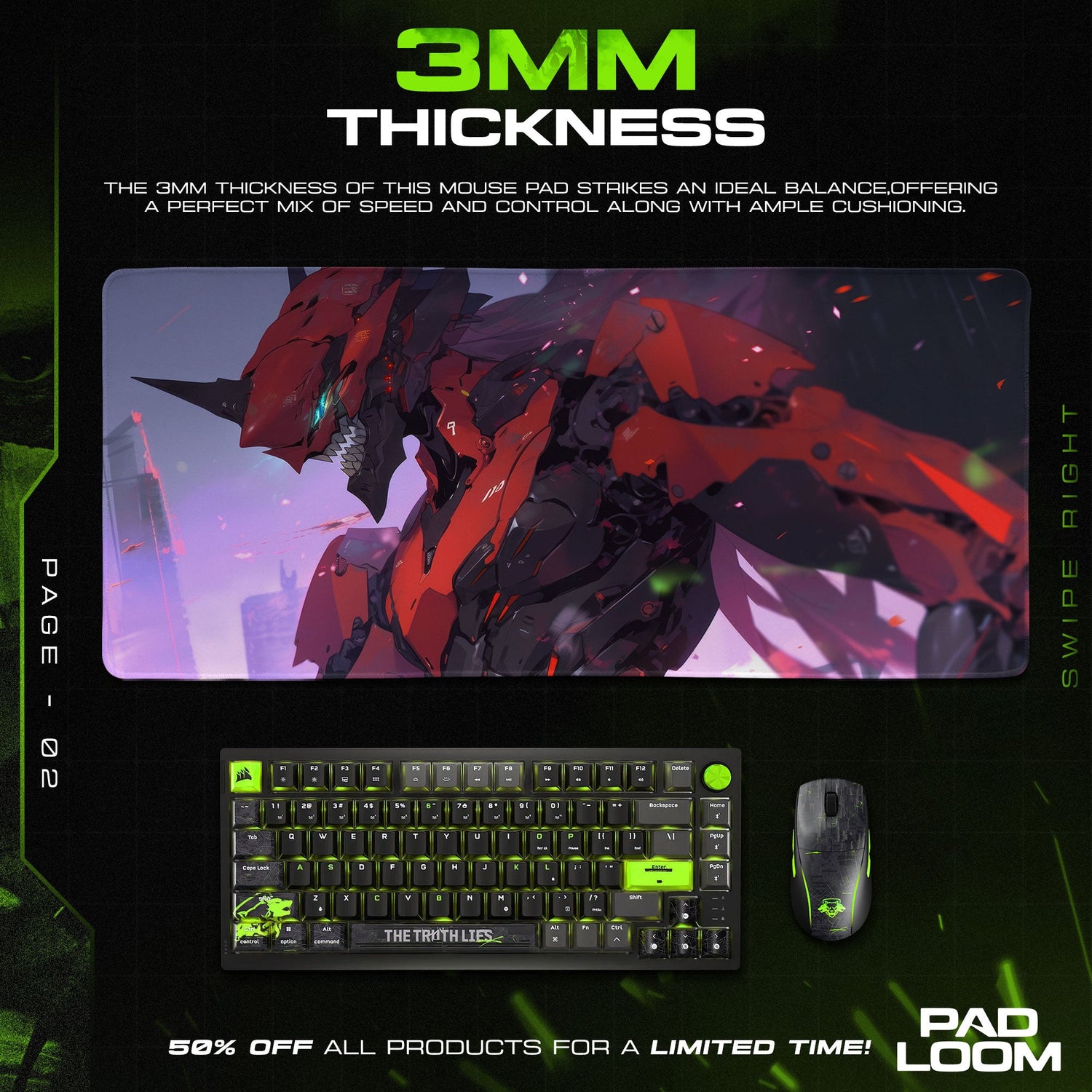 Evangelion Unit-02 Battle Mode Mouse Pad, Anime Gaming Desk Mat Padloom