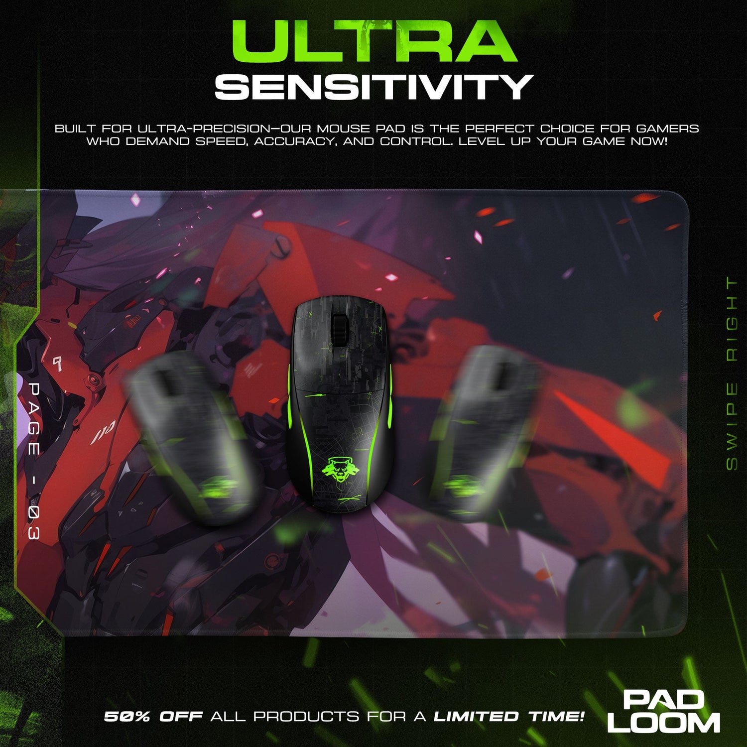 Evangelion Unit-02 Battle Mode Mouse Pad, Anime Gaming Desk Mat Padloom