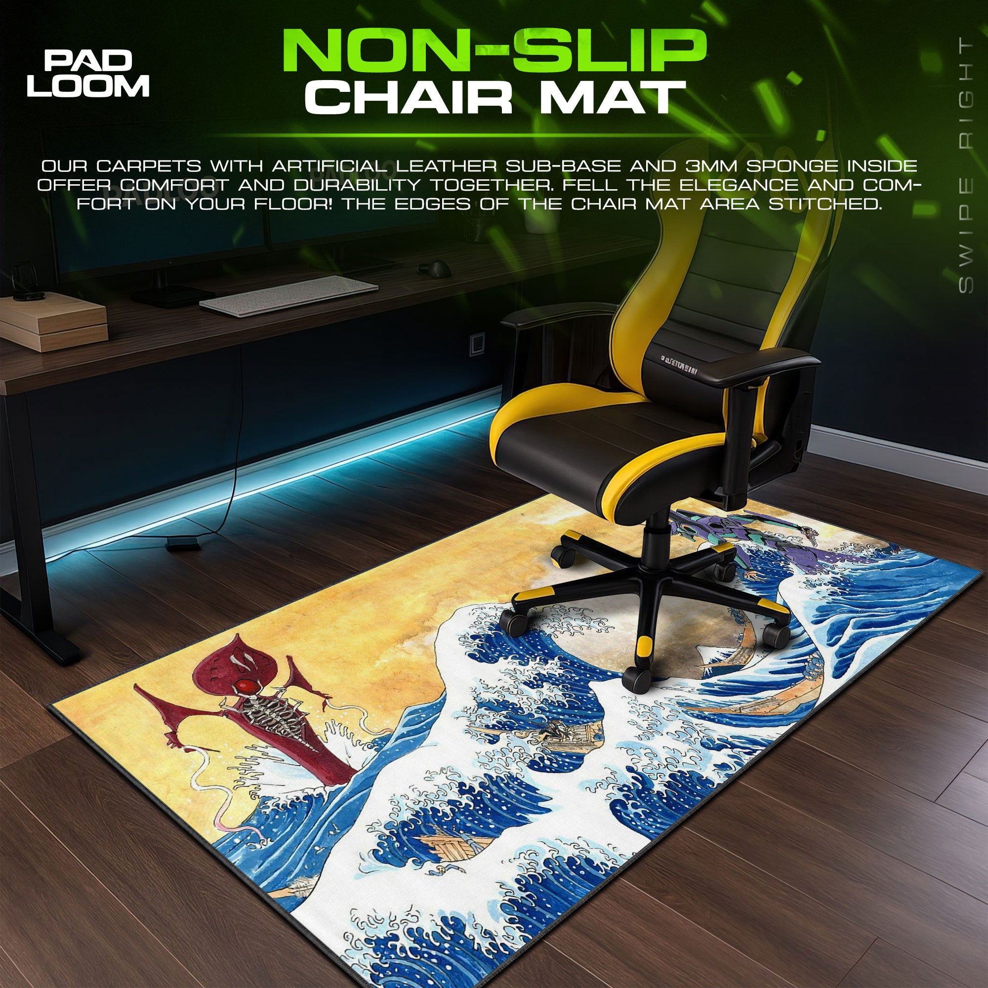 Evangelion Wave Clash Mouse Pad, Hokusai Mecha Gaming Desk Mat