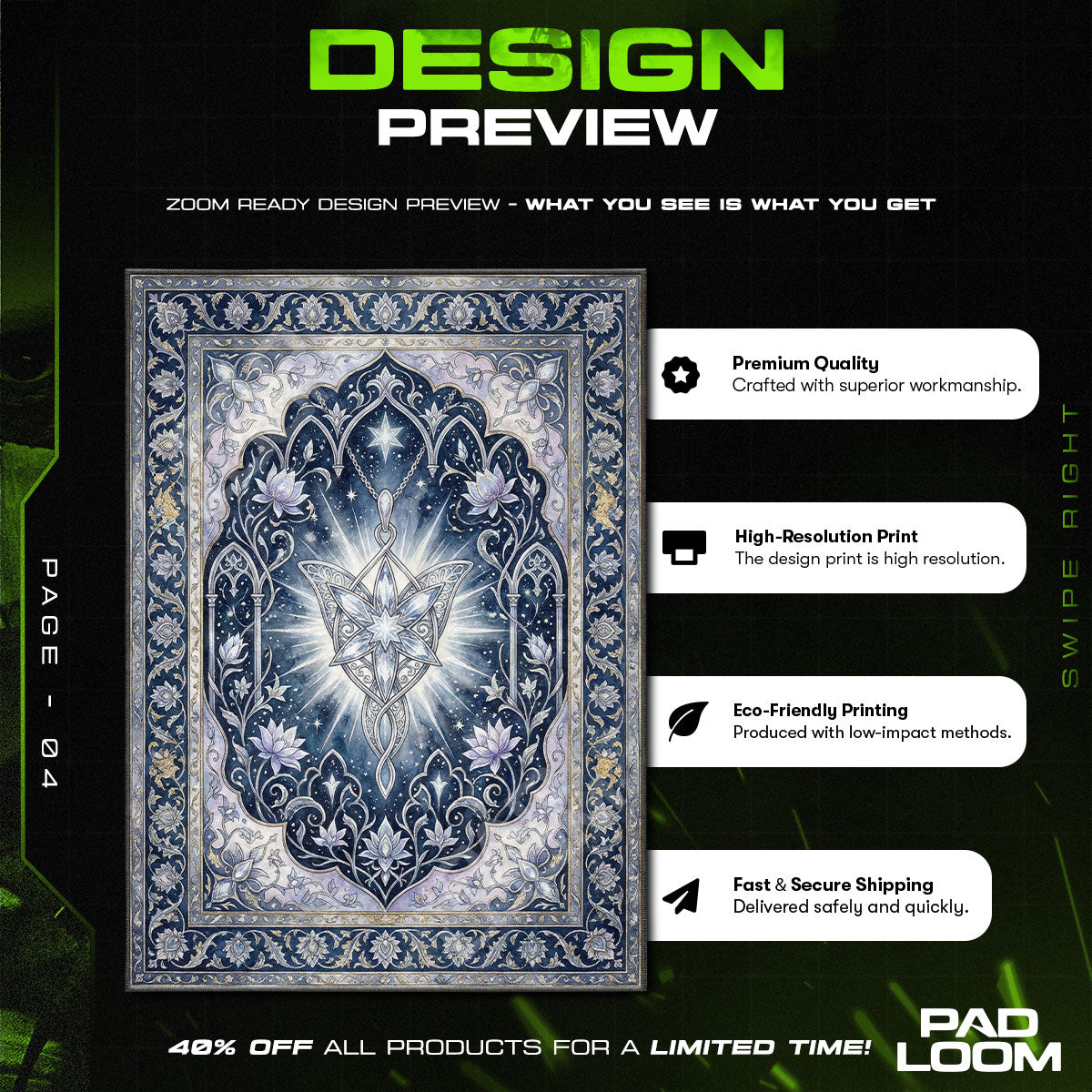 Room character design printed on rug