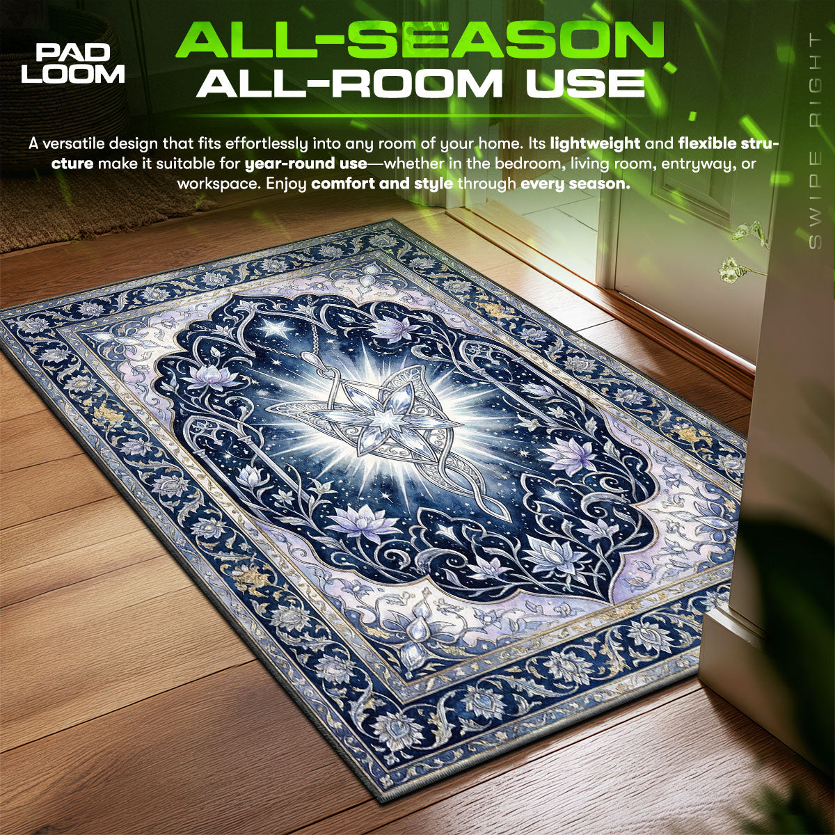 Evenstar Elven Glow Lord Rings Room fan rug — premium quality print