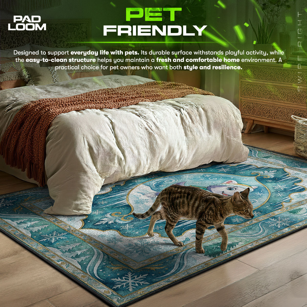 Everest Snow themed area rug for home decor fans