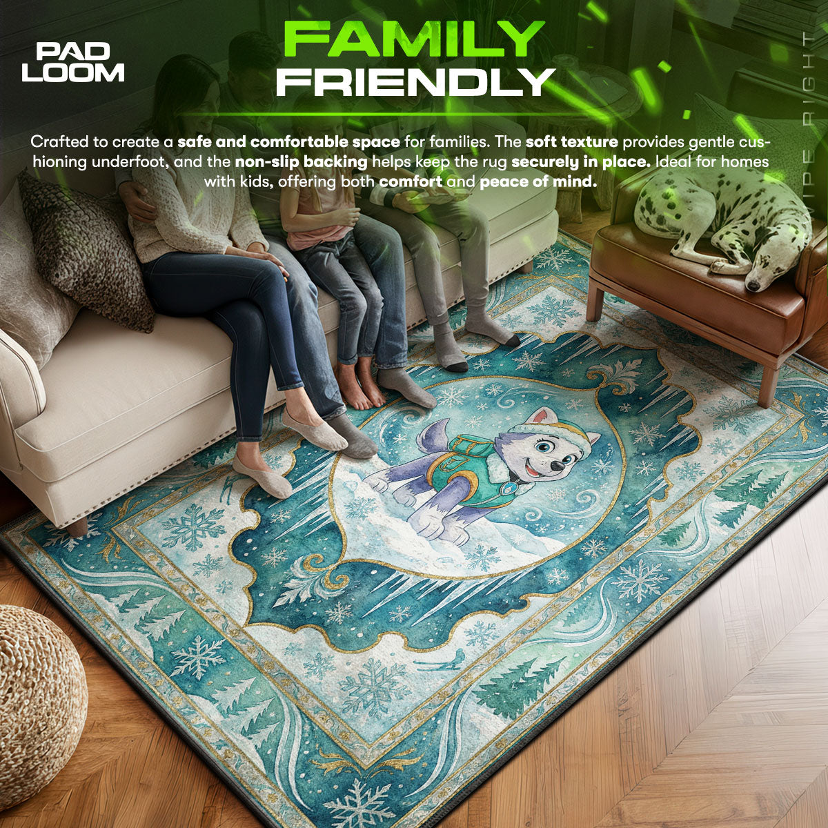 Bedroom character design printed on rug