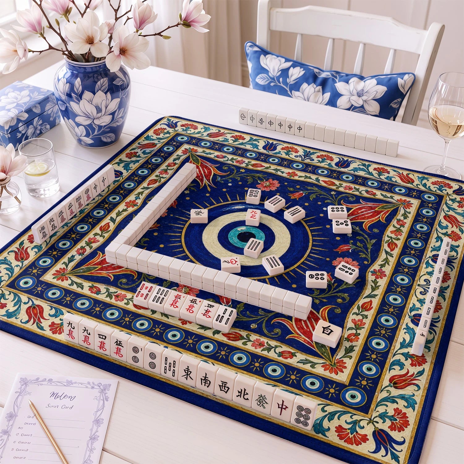 Evil Eye mahjong mat – M (60x60 cm) and L (81x81 cm) sizes