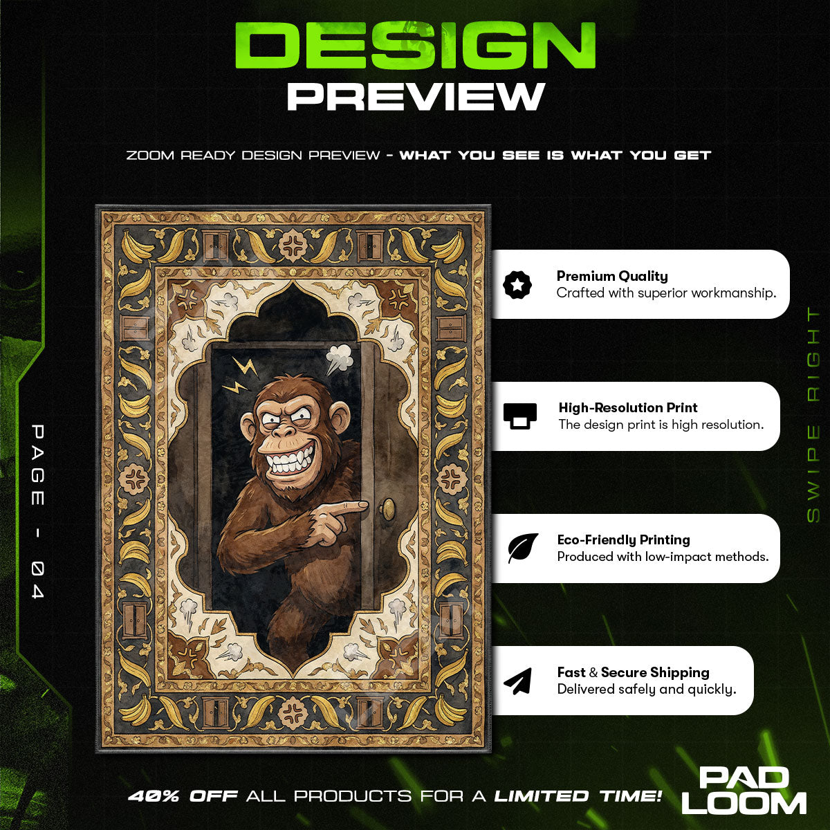 Room character design printed on rug