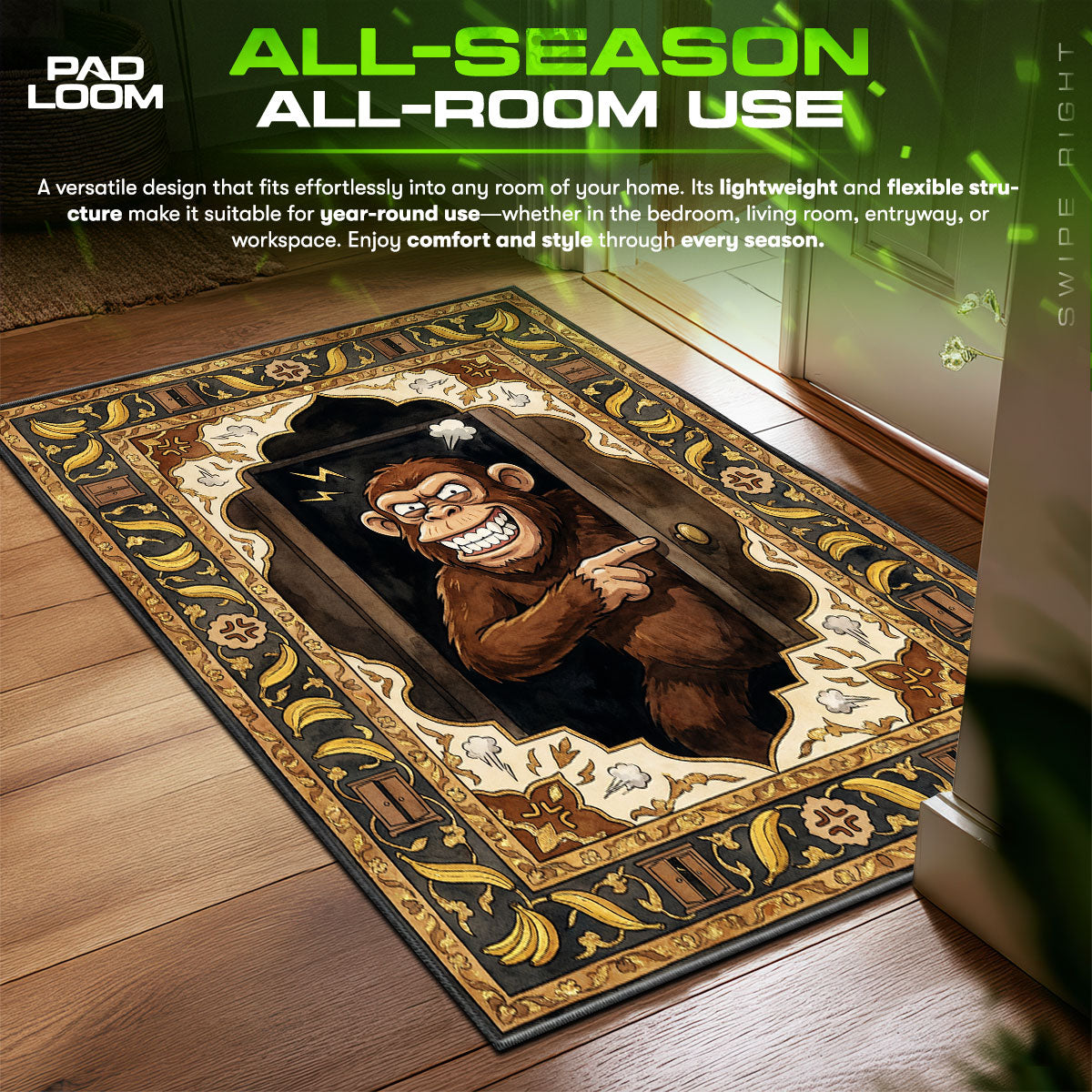 Evil Monkey Closet Family Guy Room fan rug — premium quality print