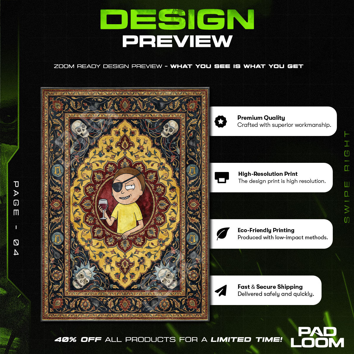 Evil Morty Rick Morty Cartoon Area rug — main product view