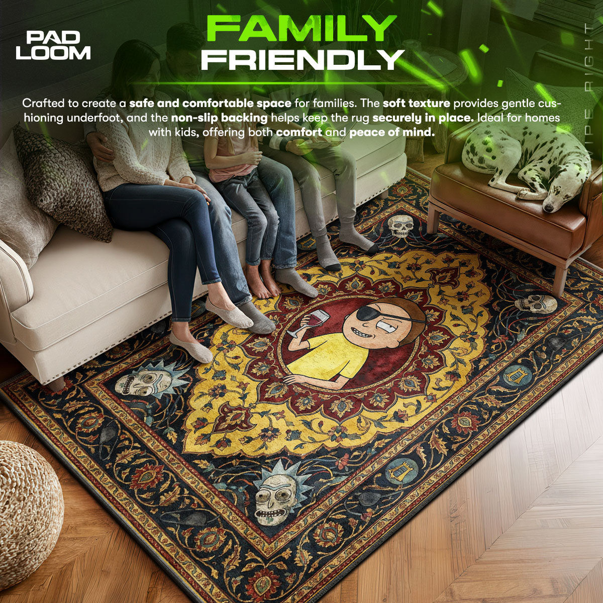 Area character design printed on rug
