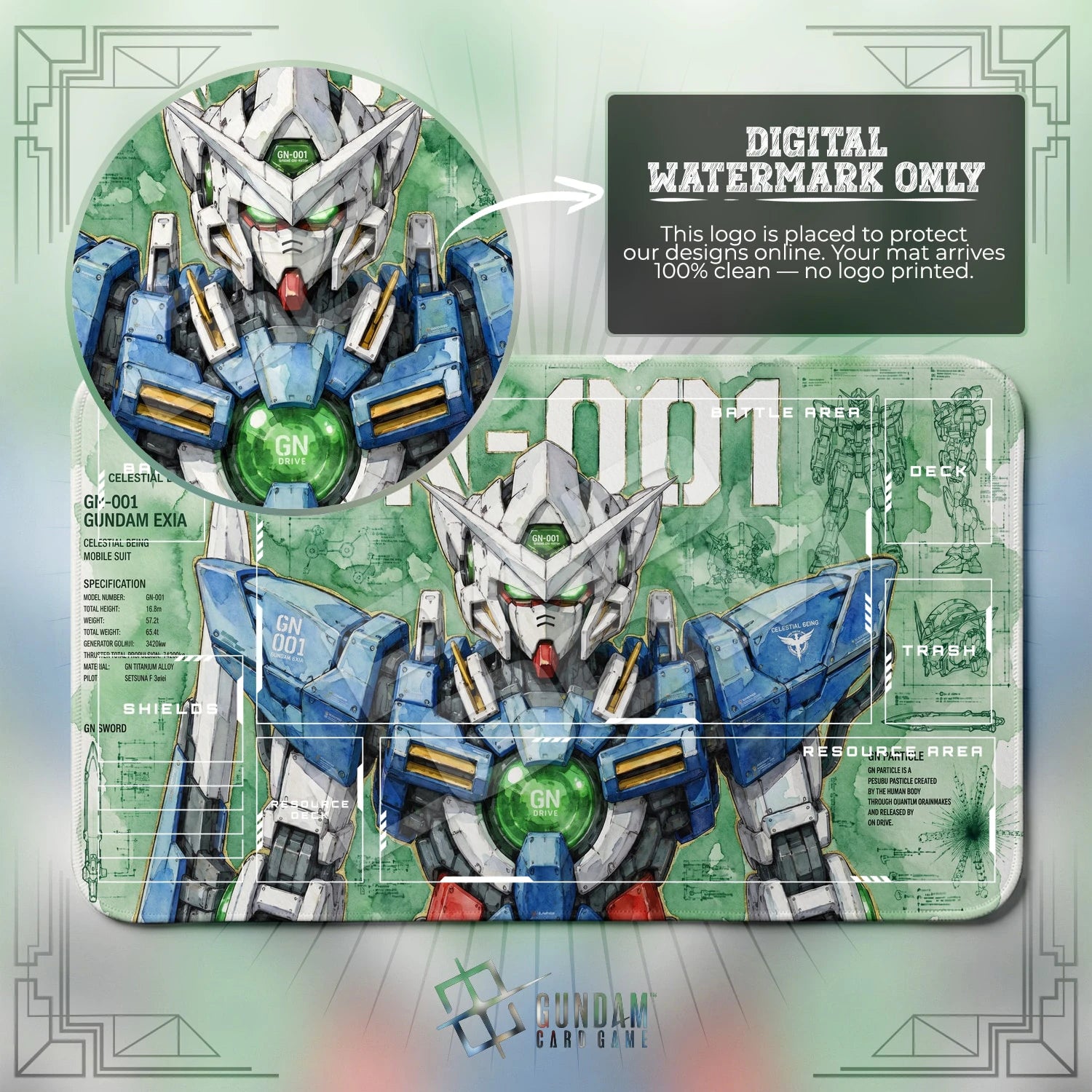 Exia GN-001 Playmat - Gundam TCG Card Game Mat