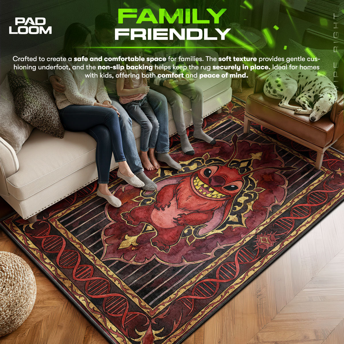 Area character design printed on rug