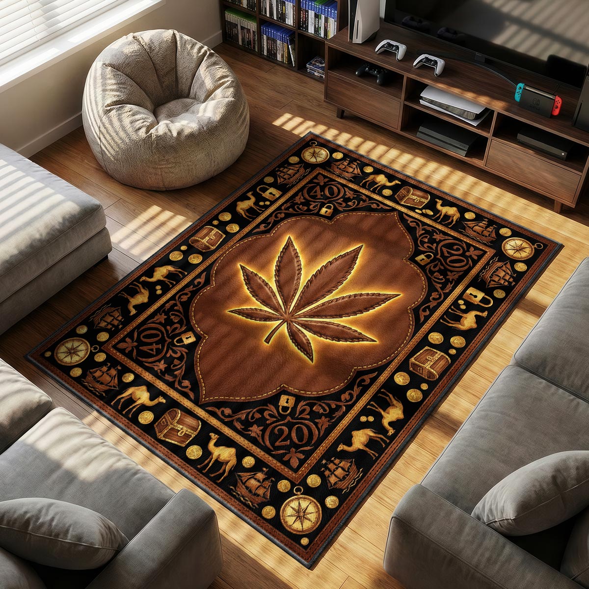 Explorer Weed themed area rug for home decor fans