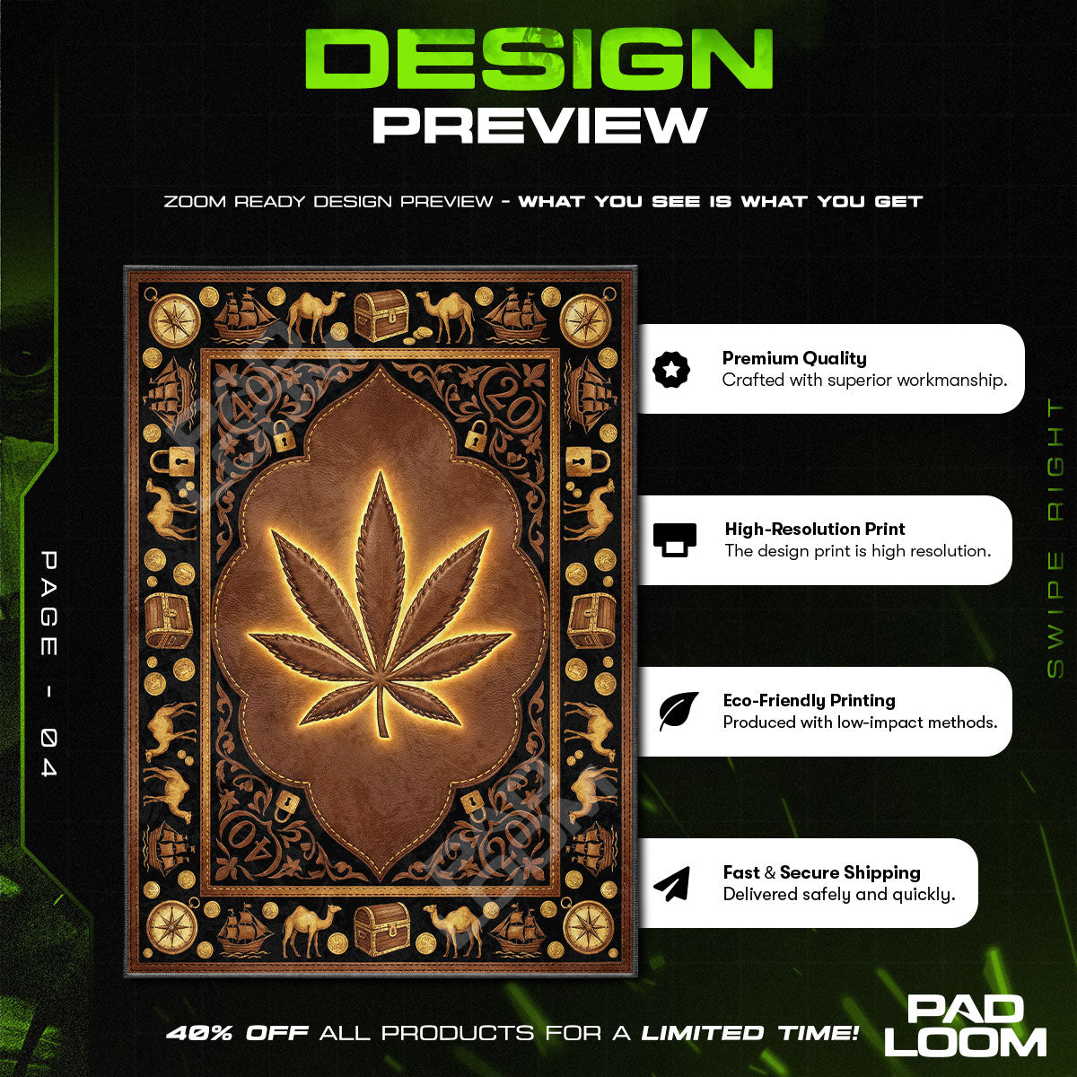 Floor character design printed on rug