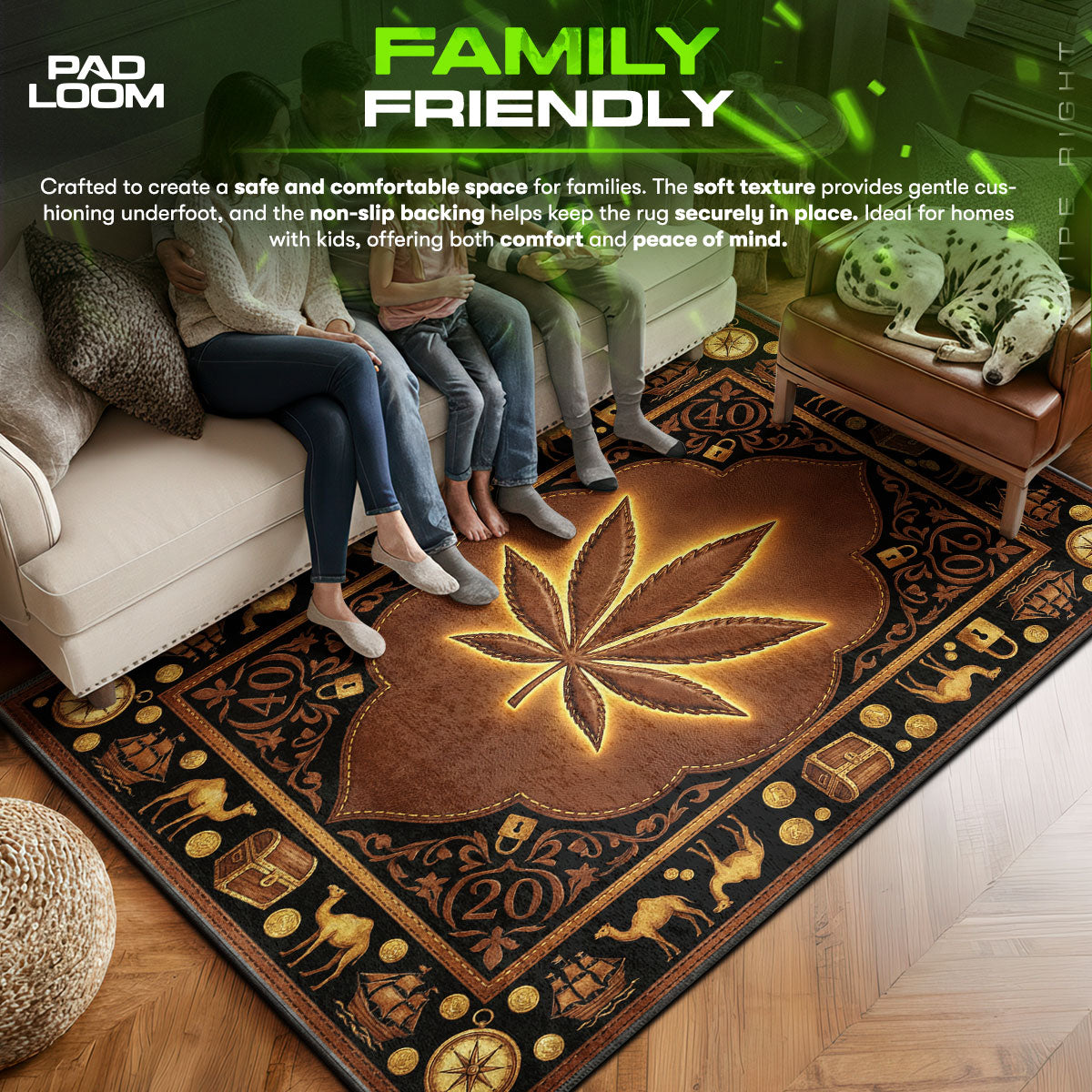 Explorer area rug showing full home decor artwork