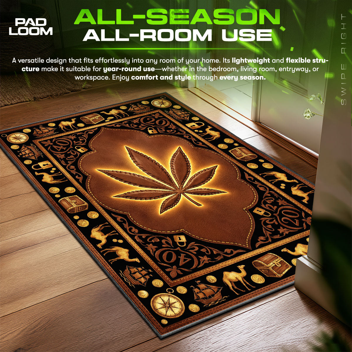 Explorer Weed Map Streetwear Floor fan rug — premium quality print