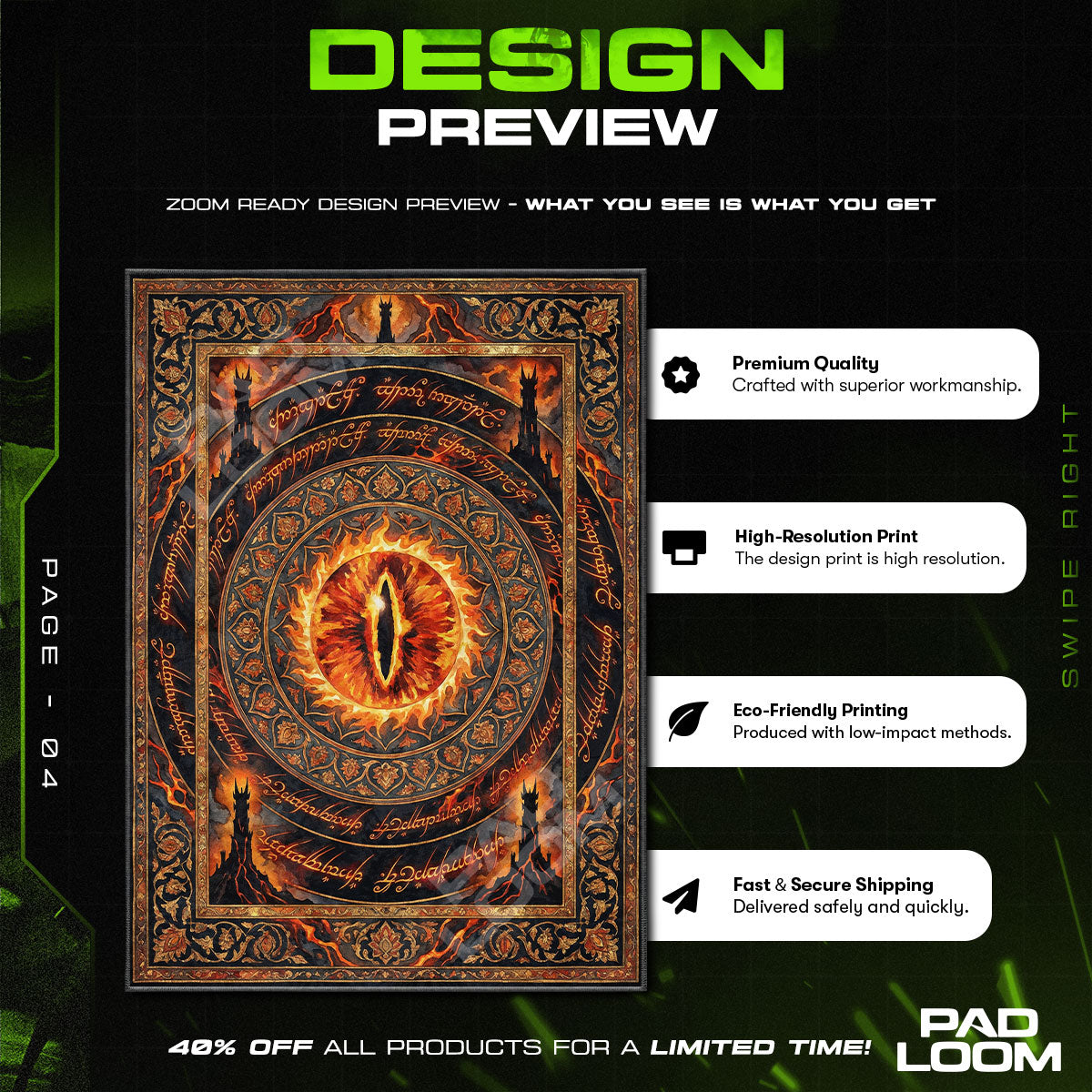 Room character design printed on rug