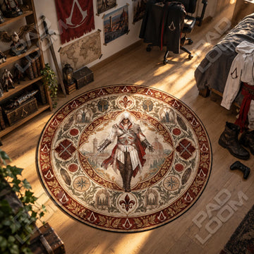 Ezio Striding Round Rug - Assassins Creed Chair Mat