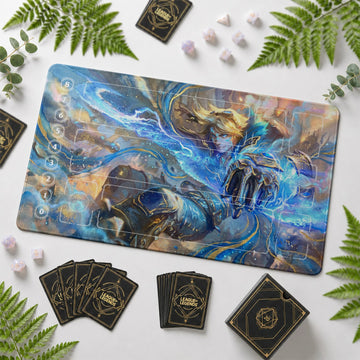 Ezreal Arcane Riftbound TCG playmat – zone-free full-art League of Legends game mat