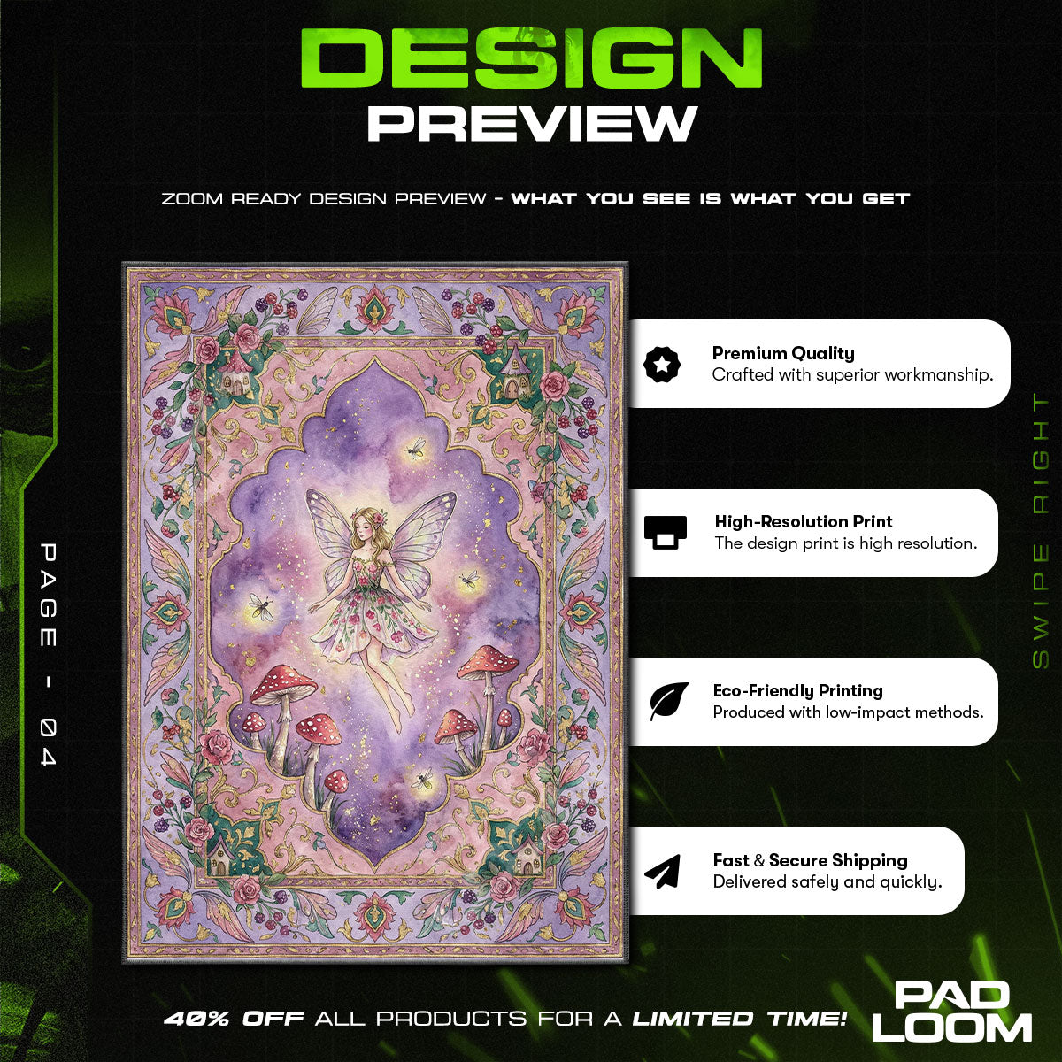 Enchanted Fairy Garden Rug - Magical Kids Room Mat