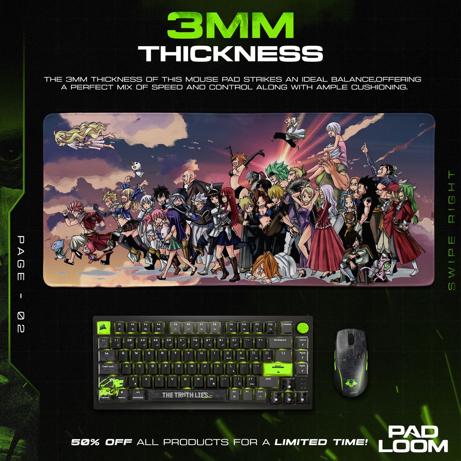 Fairy Tail Guild Members Mouse Pad, Anime Desk Mat Padloom