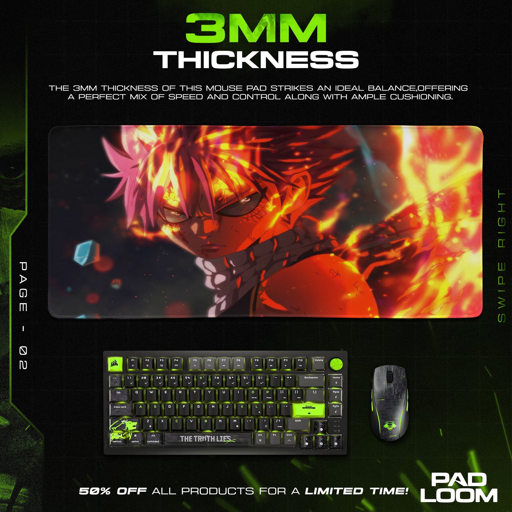 Fairy Tail Mouse Pad - Dragon Flame Anime Desk Mat Padloom