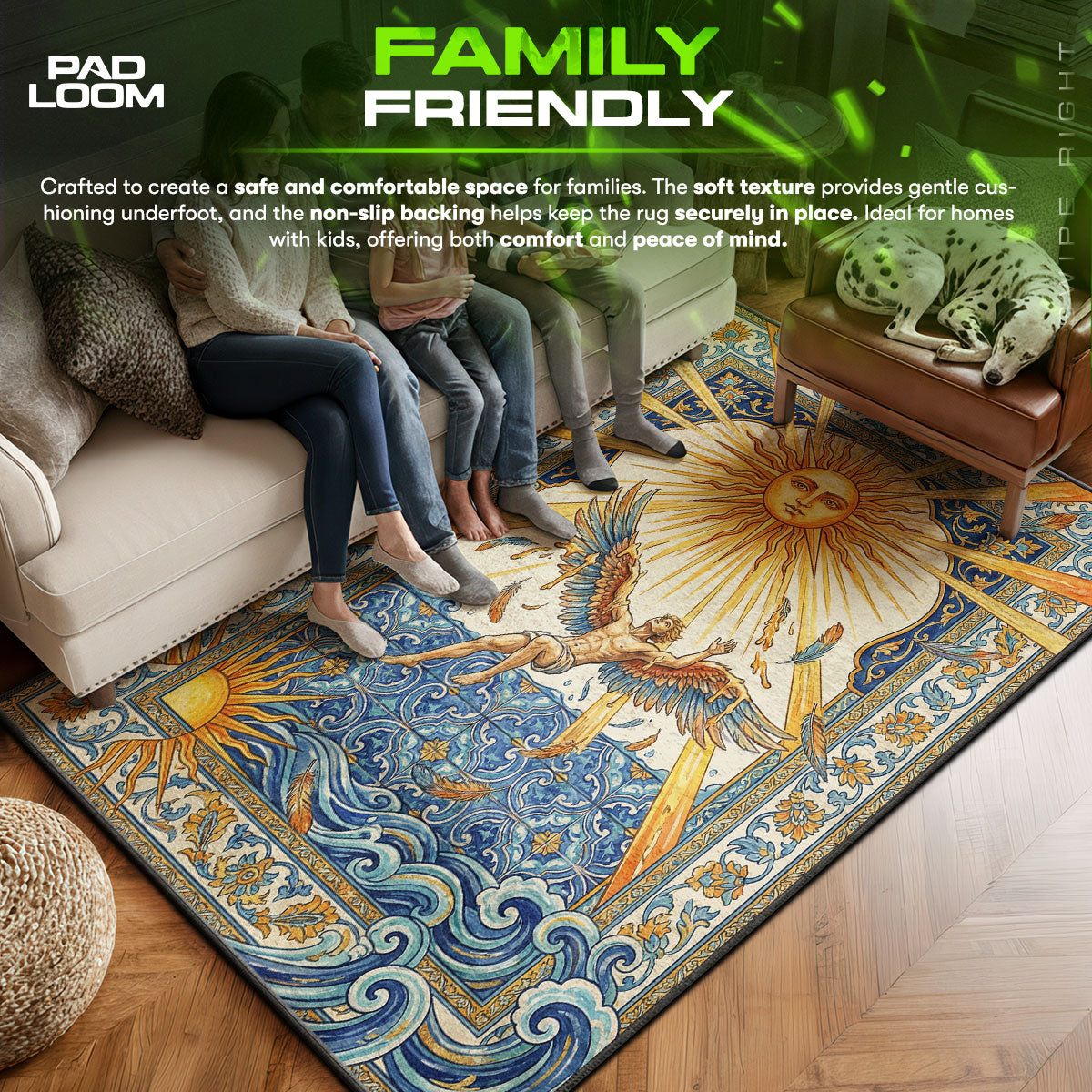 Area character design printed on rug