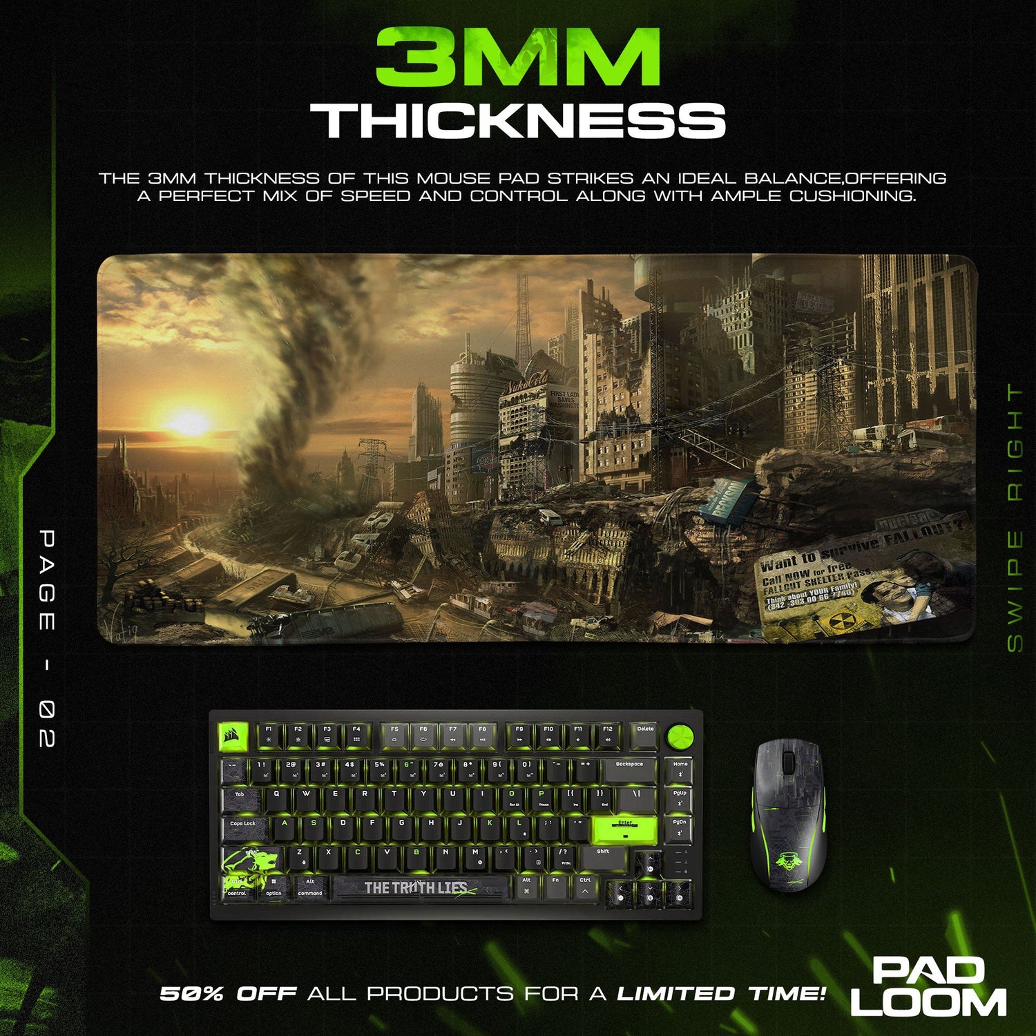 Fallout Mouse Pad, Apocalypse City Game Desk Mat Padloom