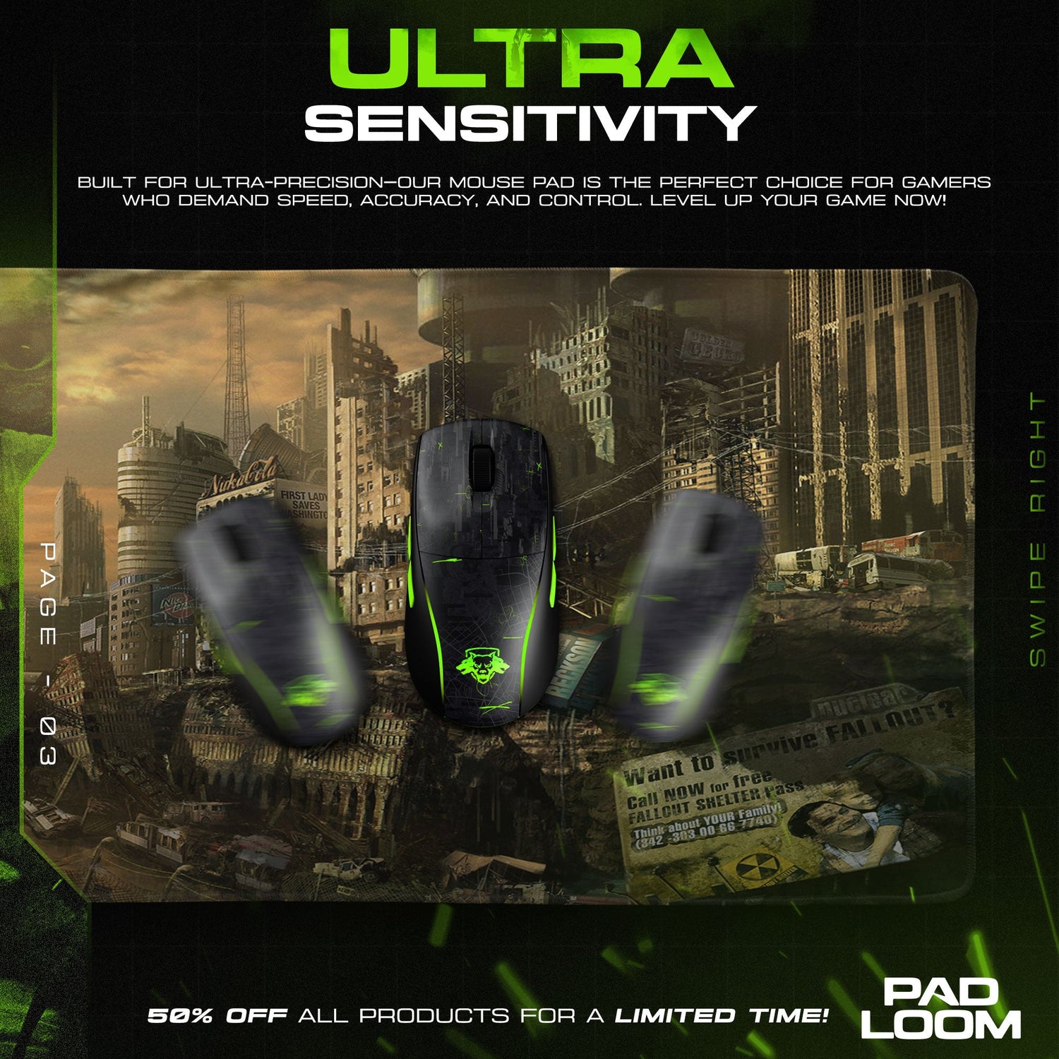 Fallout Mouse Pad, Apocalypse City Game Desk Mat Padloom