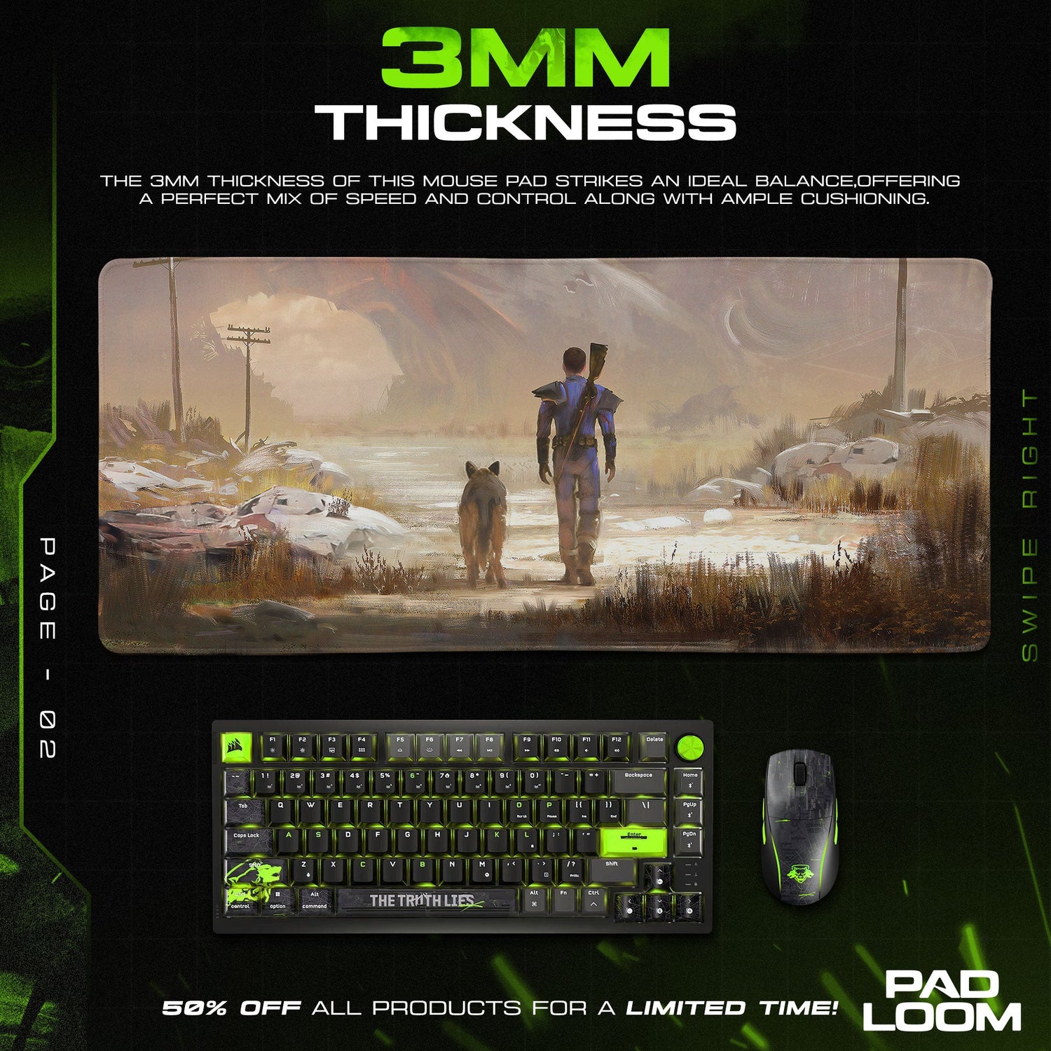 Fallout Mouse Pad, Lone Wanderer Game Desk Mat Padloom