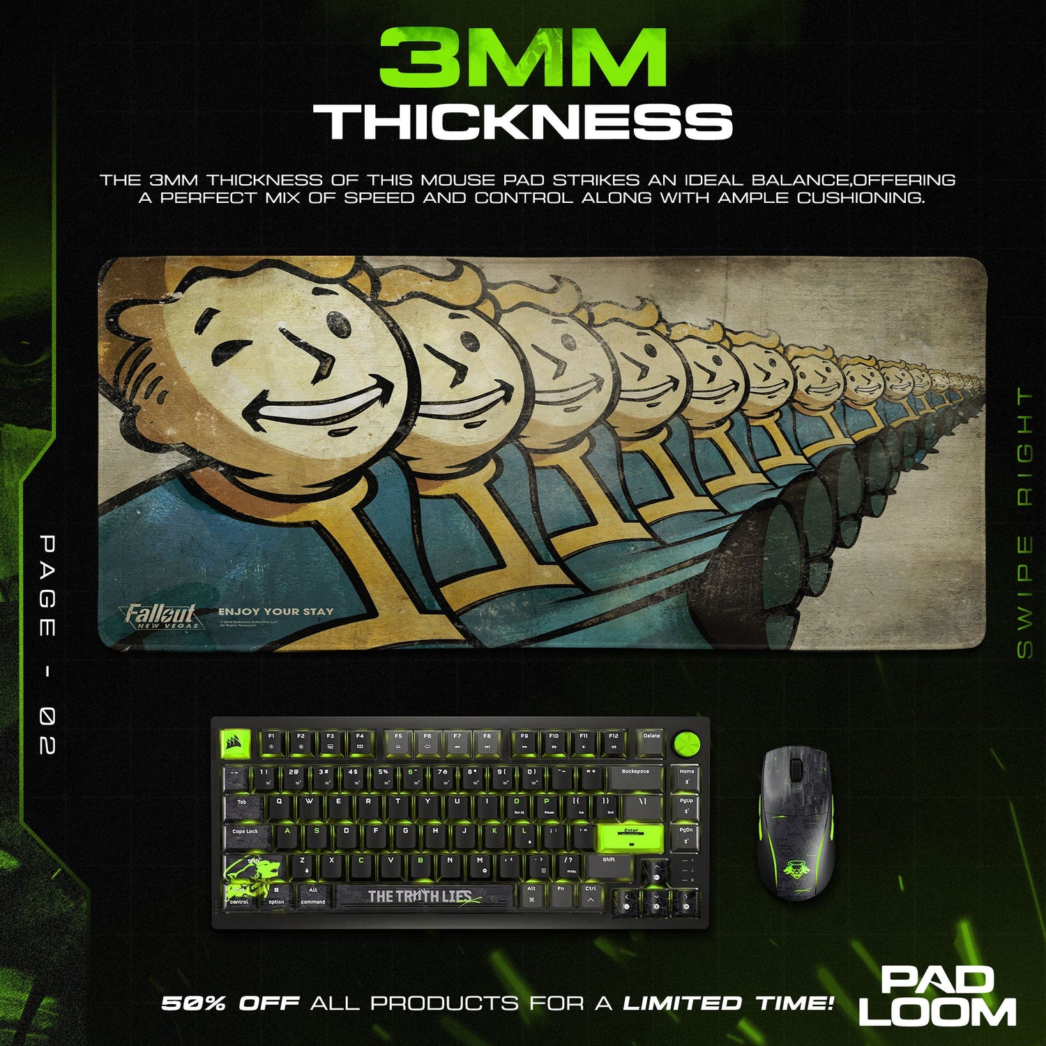Fallout Mouse Pad, Vault Boy Game Desk Mat Padloom