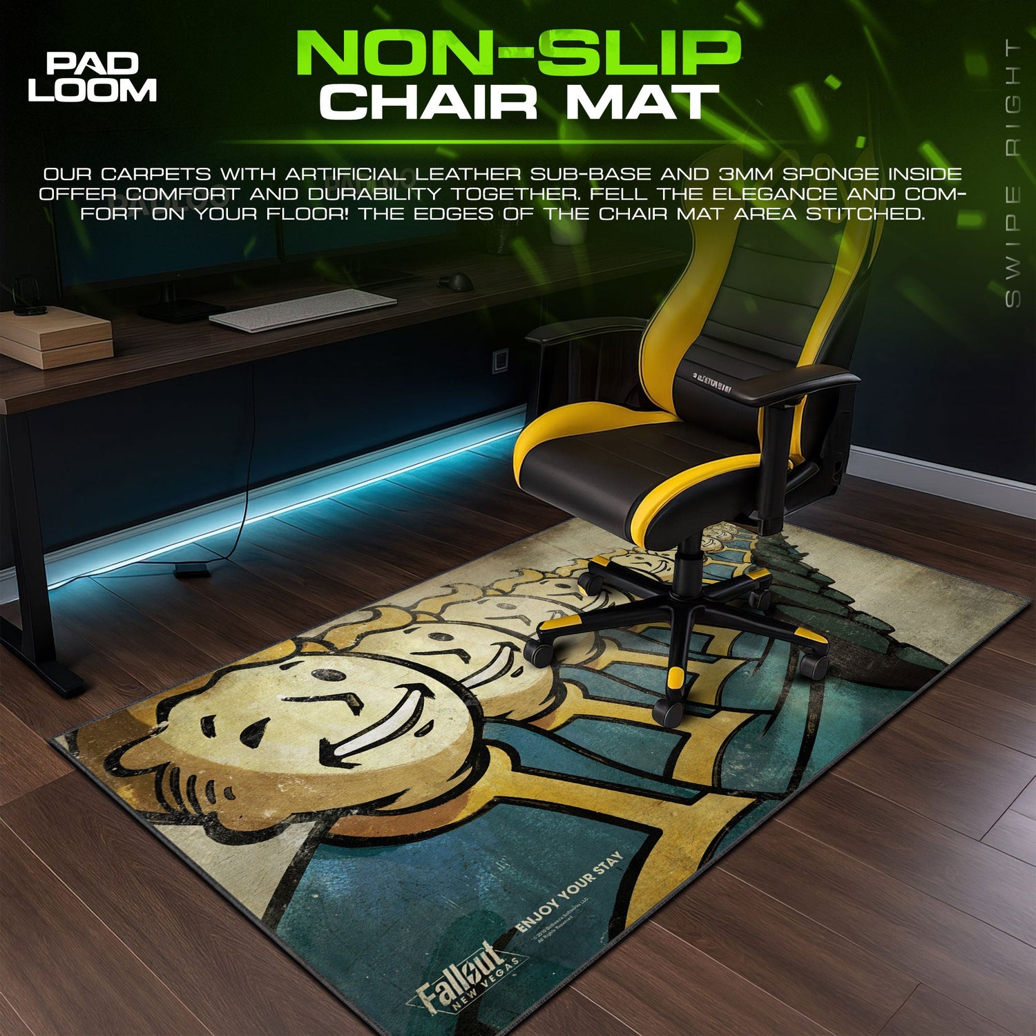 Fallout Mouse Pad, Vault Boy Game Desk Mat Padloom