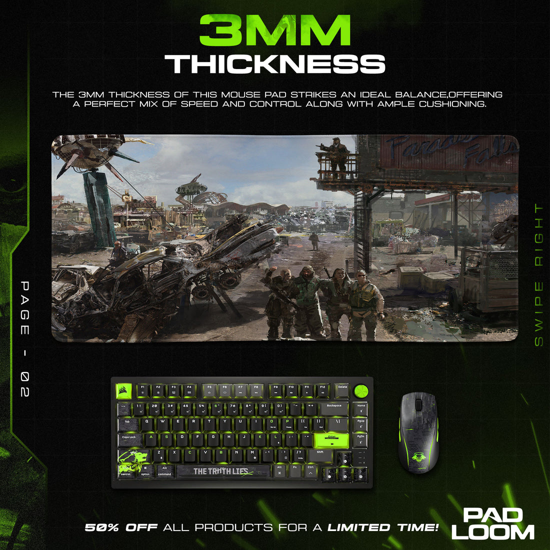 Fallout Mouse Pad, Wasteland Ruins Game Desk Mat
