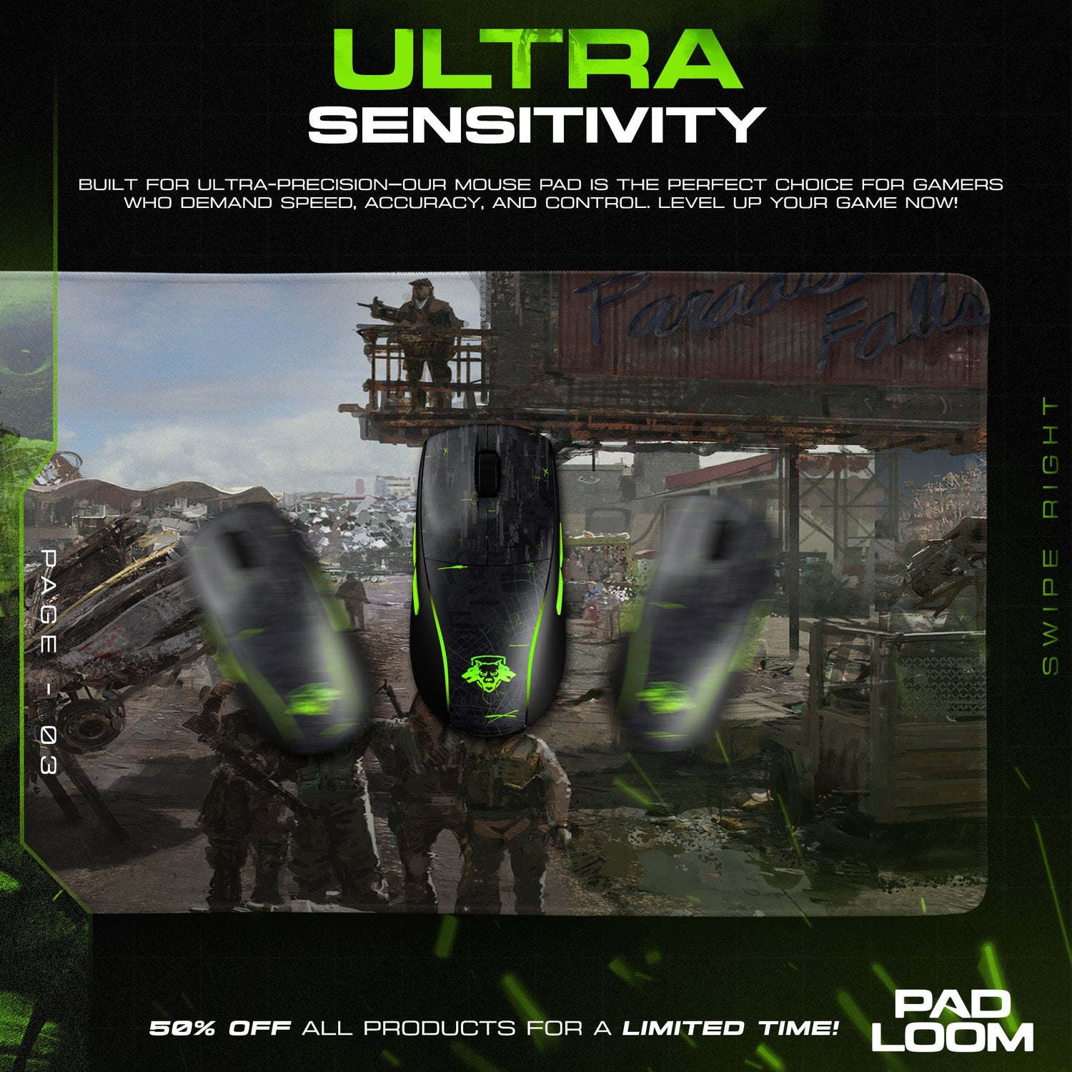 Fallout Mouse Pad, Wasteland Ruins Game Desk Mat Padloom