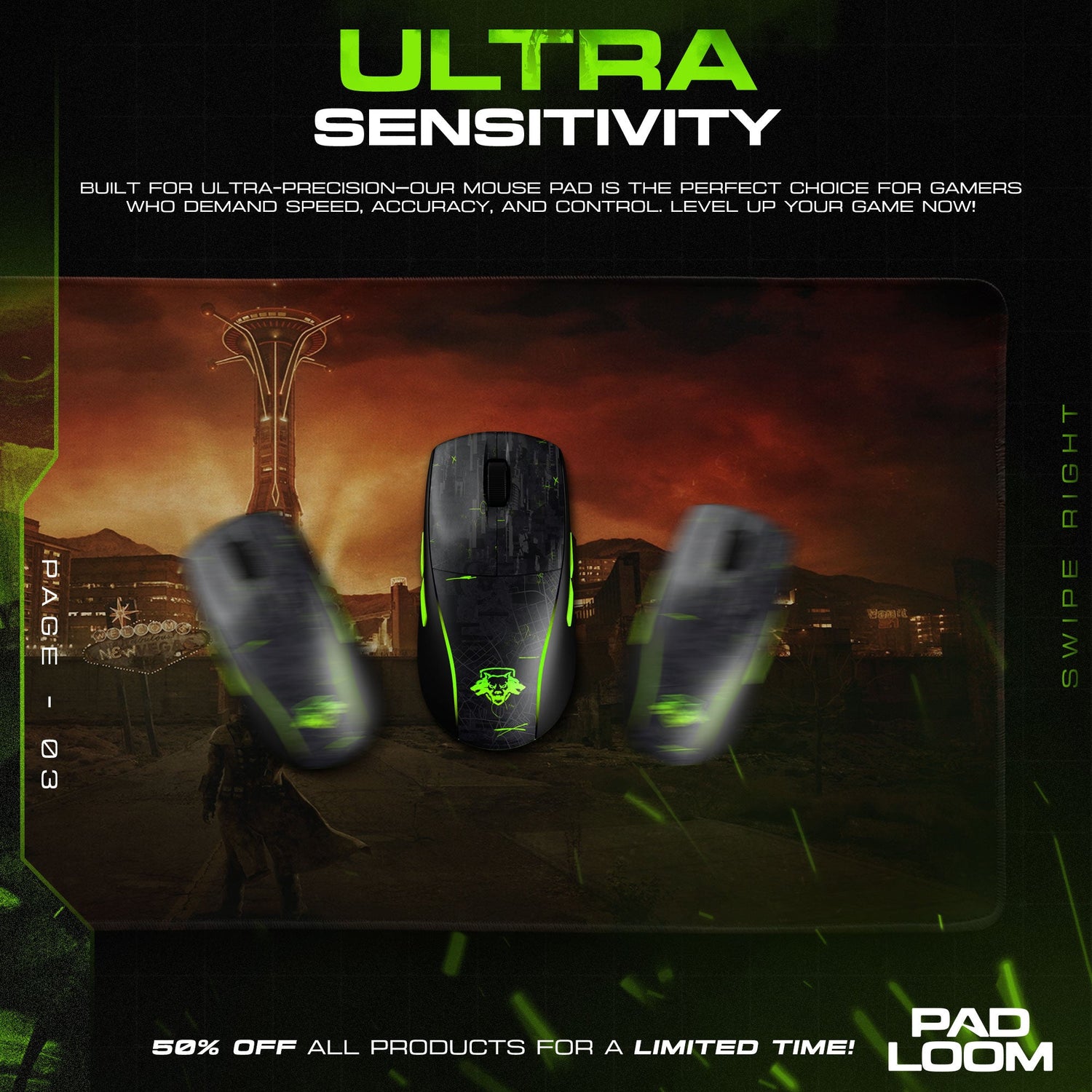 Fallout New Vegas Mouse Pad, Wasteland Game Desk Mat Padloom