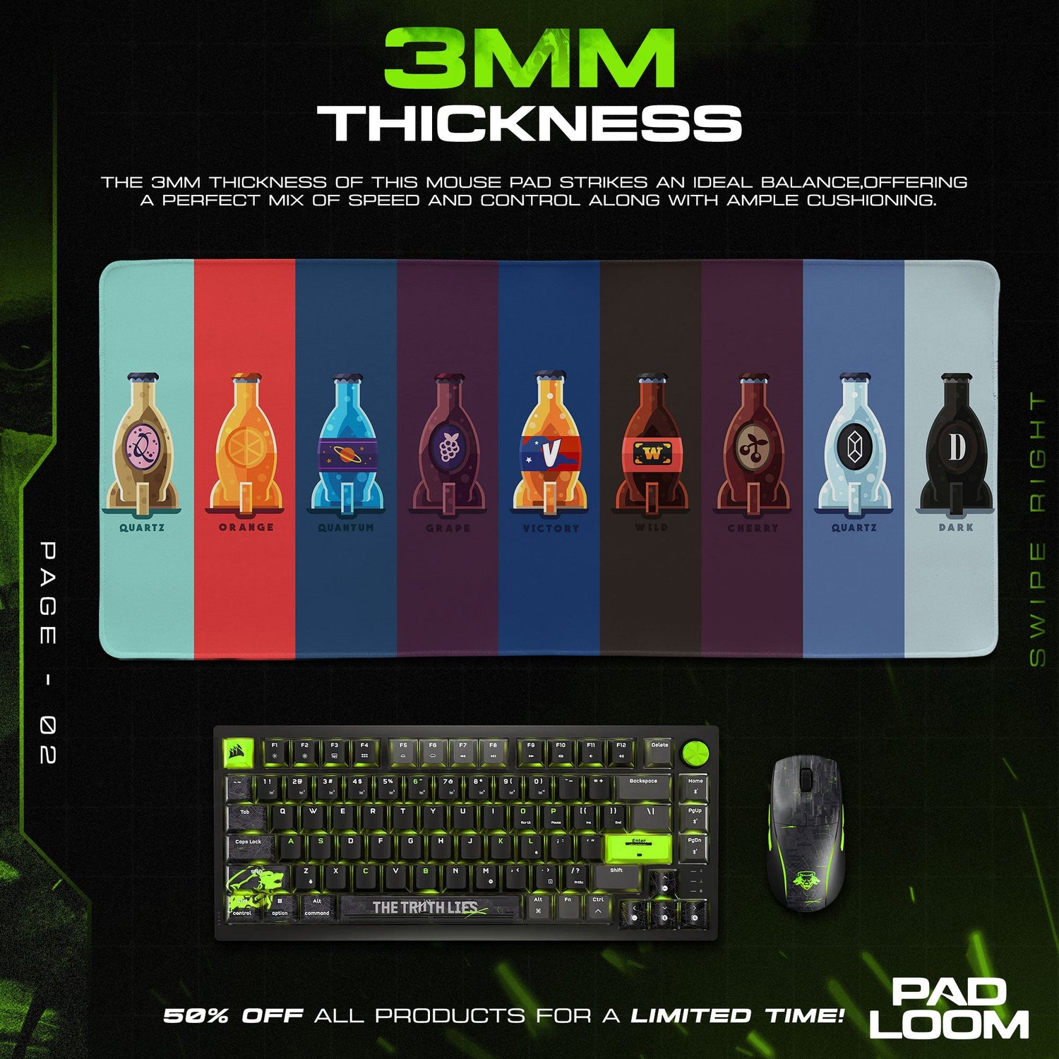 Fallout Nuka Cola Flavors Mouse Pad, Game Desk Mat Padloom