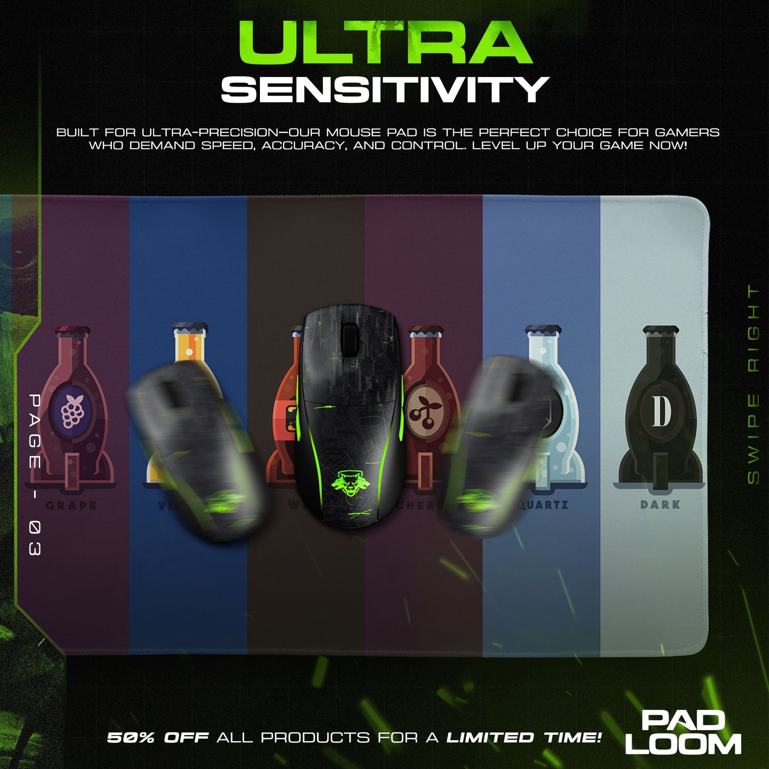 Fallout Nuka Cola Flavors Mouse Pad, Game Desk Mat Padloom