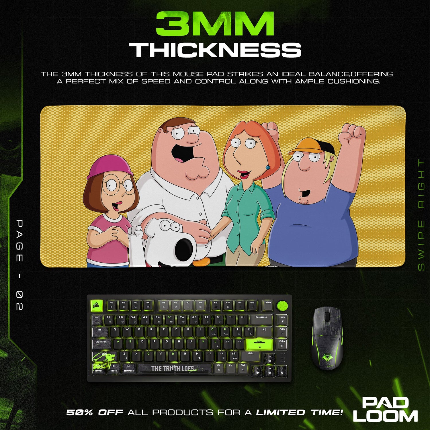 Family Guy Mouse Pad, Griffin Family Cartoon Desk Mat Padloom