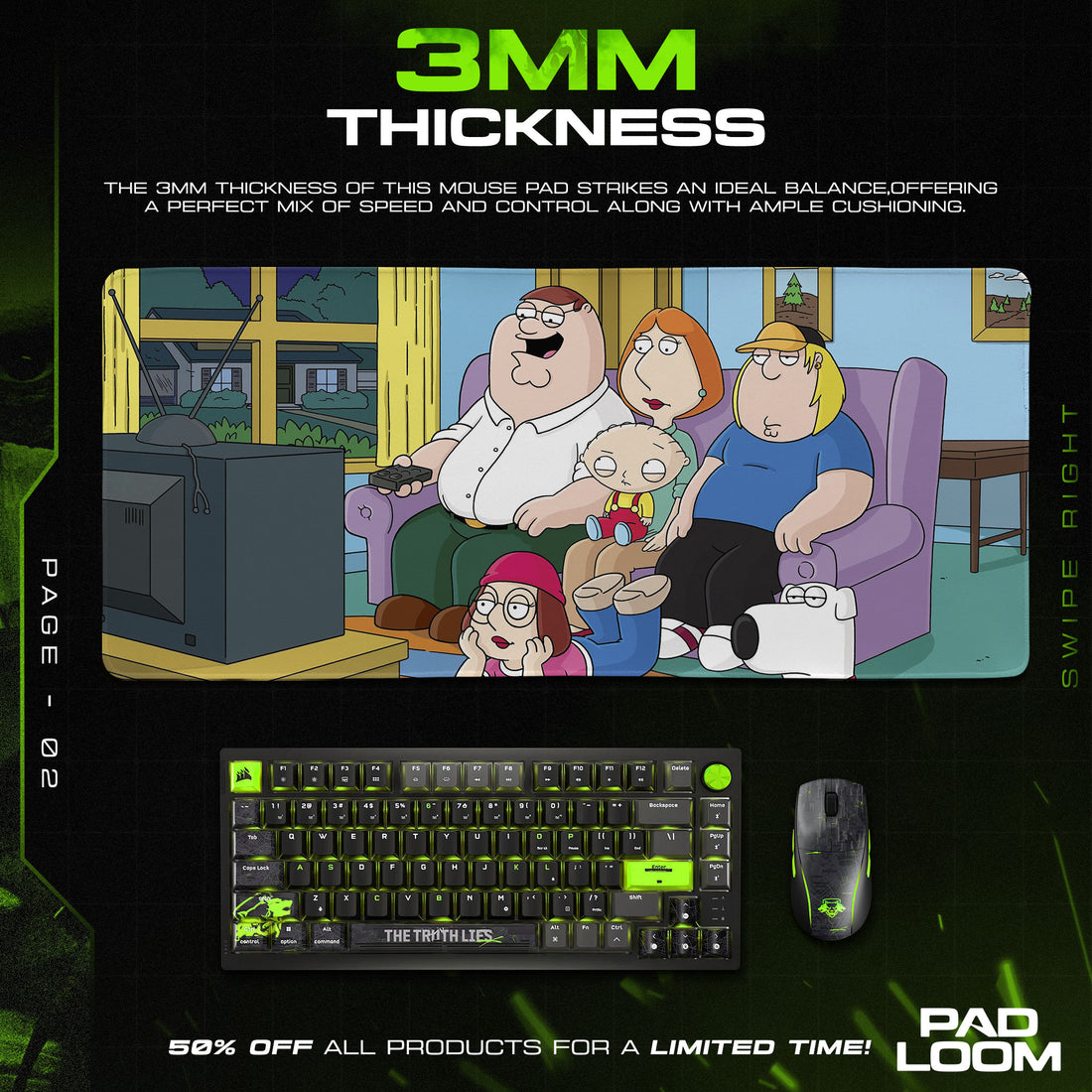 Family Guy Mouse Pad, Griffin Living Room Cartoon Desk Mat