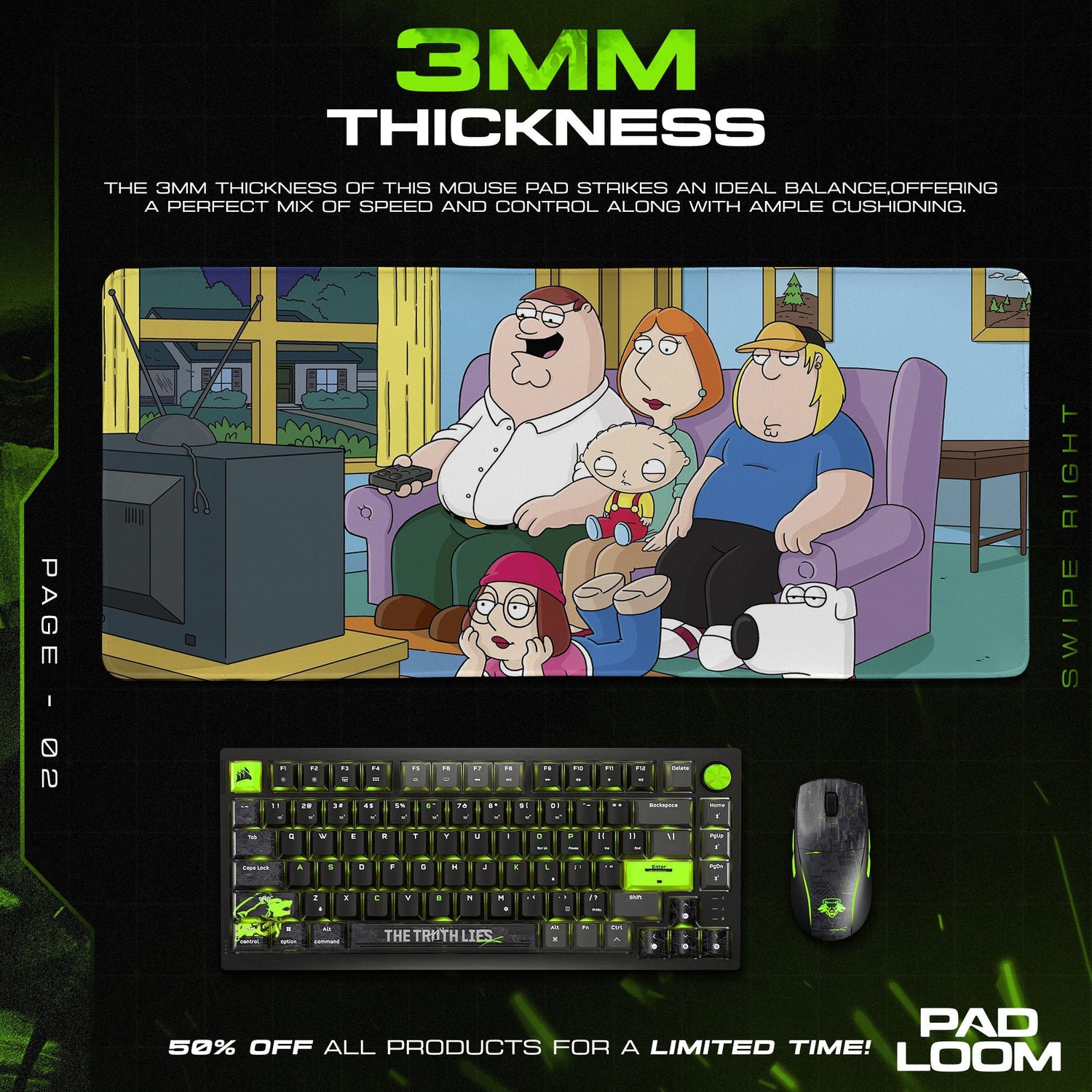 Family Guy Mouse Pad, Griffin Living Room Cartoon Desk Mat Padloom